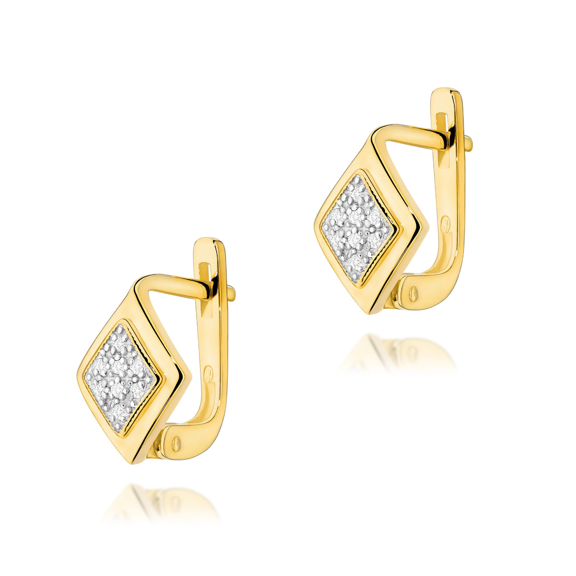 Kolczyki z diamentami żółte złoto 1 Kolczyki K0052 z diamentami żółte złoto Jubiler Kraków BigDIAMOND