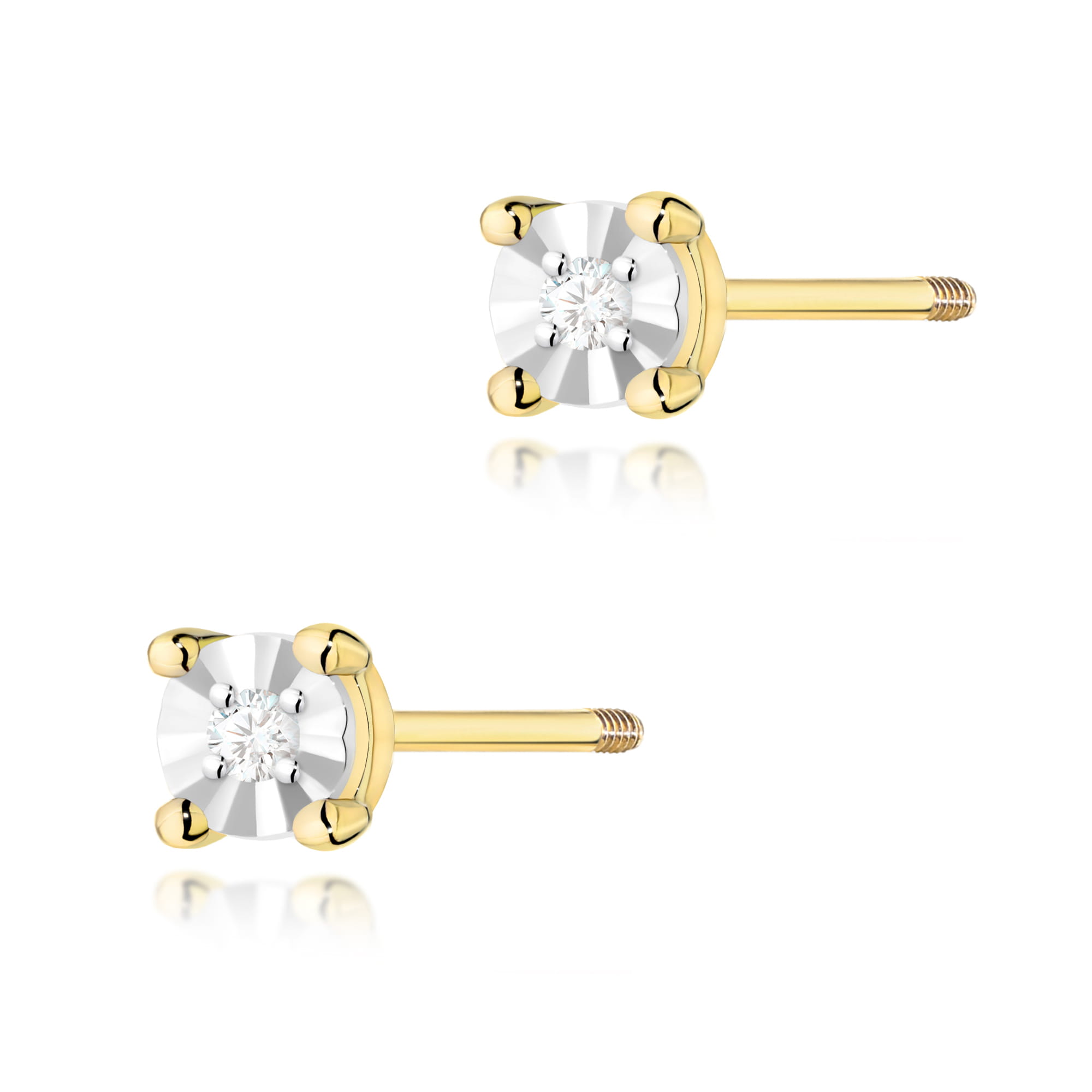 Kolczyki Diament 2 x 0,01ct żółte złoto sztyft zakręcany 1 Kolczyki K0058 Diament 2 x 0