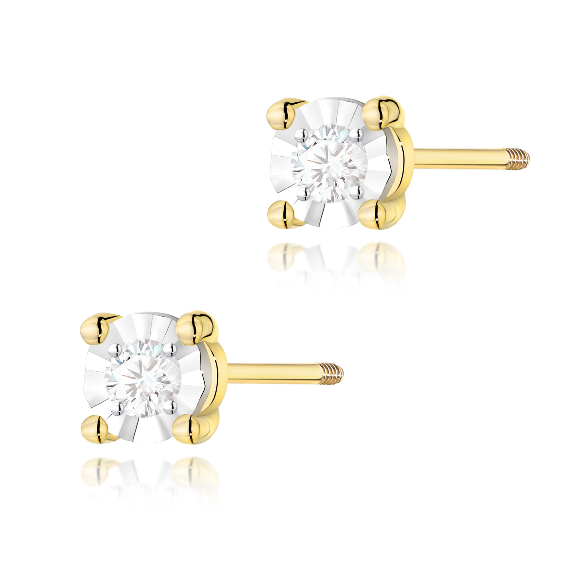 Kolczyki Diament 2 x 0,03ct żółte złoto sztyft zakręcany 1 Kolczyki K0058 Diament 2 x 0