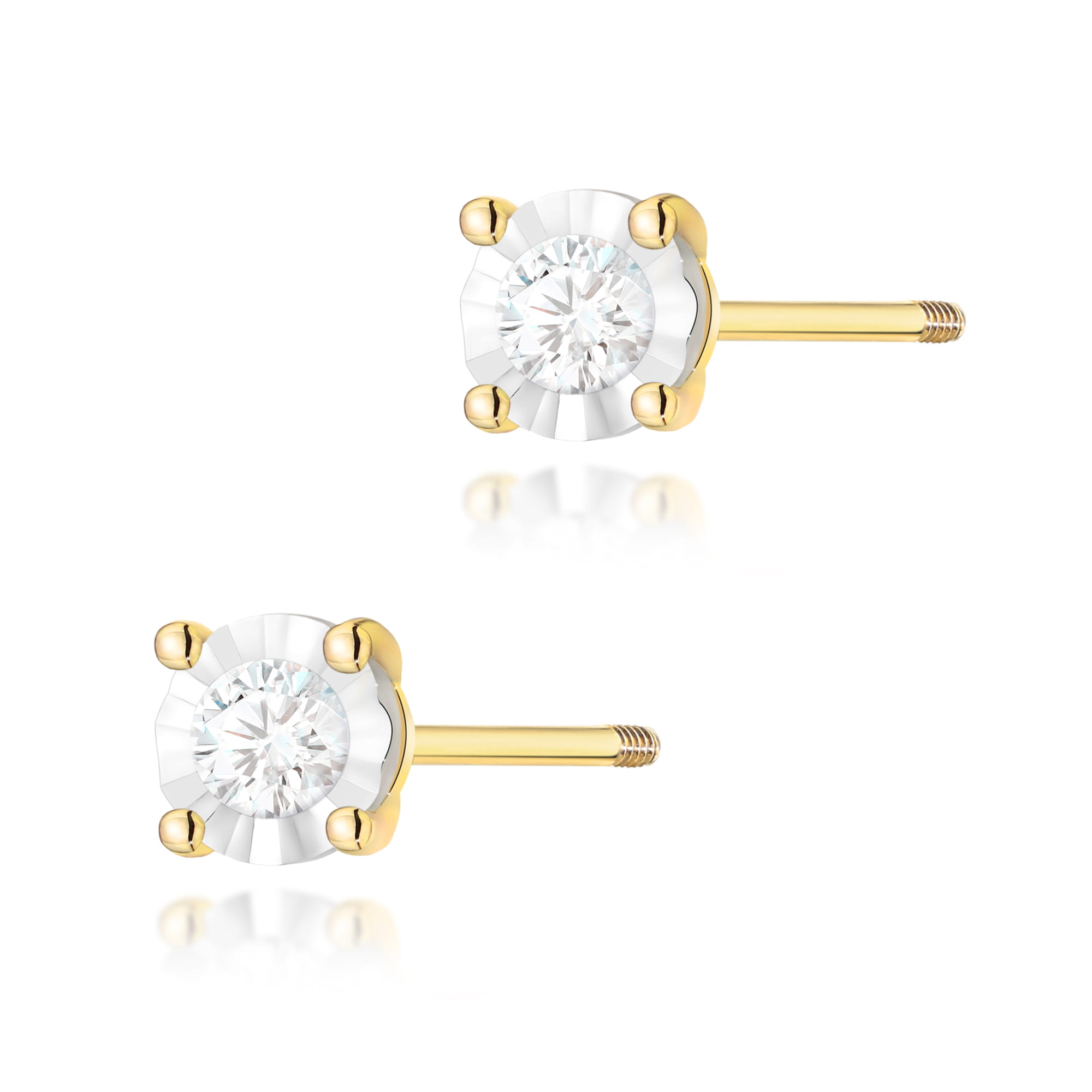 Kolczyki Diament 2 x 0,08ct żółte złoto sztyft zakręcany 1 Kolczyki K0058 Diament 2 x 0