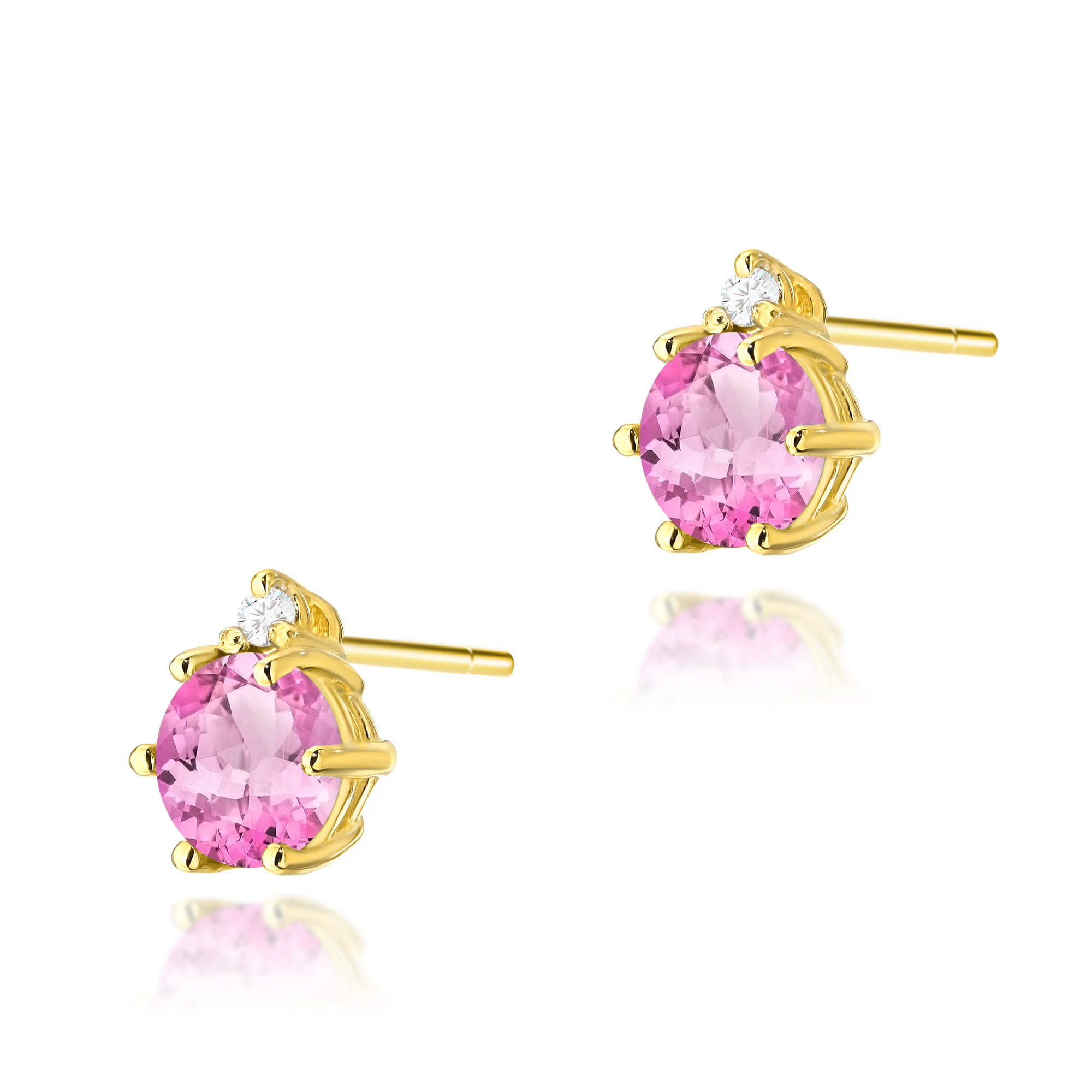 Kolczyki Różowy Topaz 2 x 0,60ct żółte złoto 1 Kolczyki K0076 Różowy Topaz 2 x 0