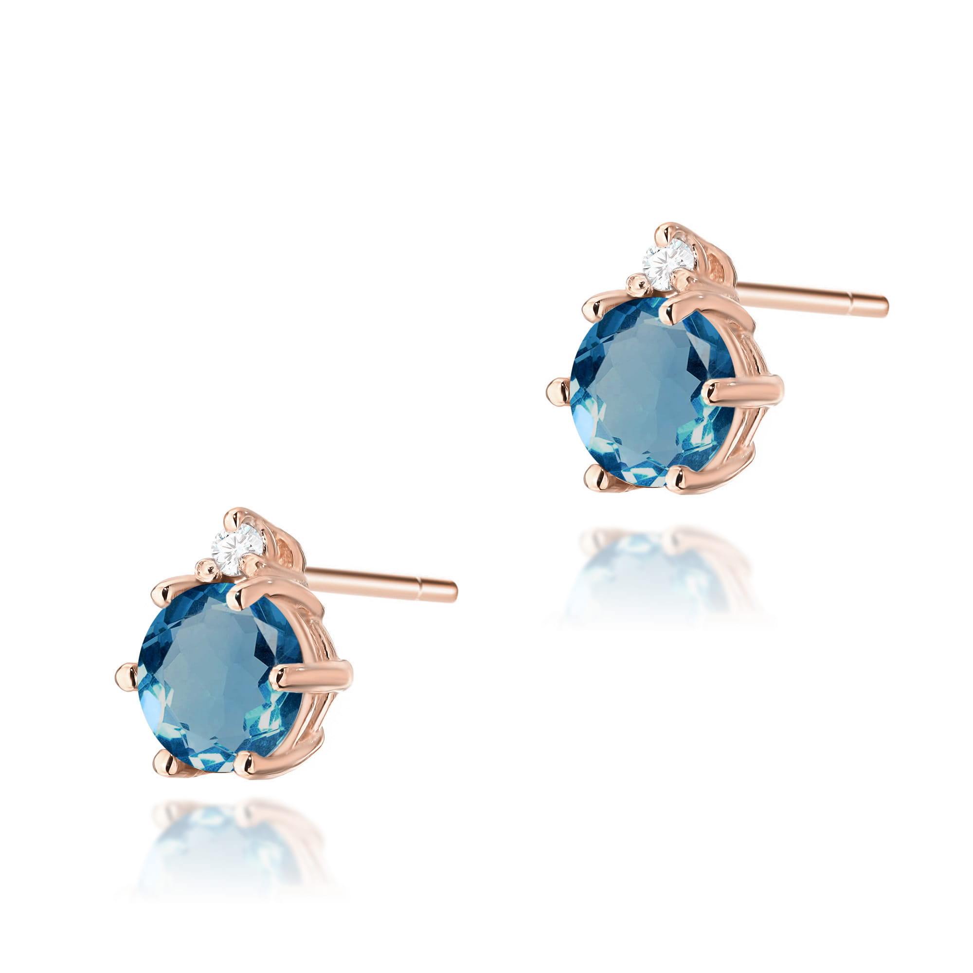Kolczyki Topaz London Blue 2 x 0,50ct różowe złoto 1 Kolczyki K0076 Topaz London Blue 2 x 0