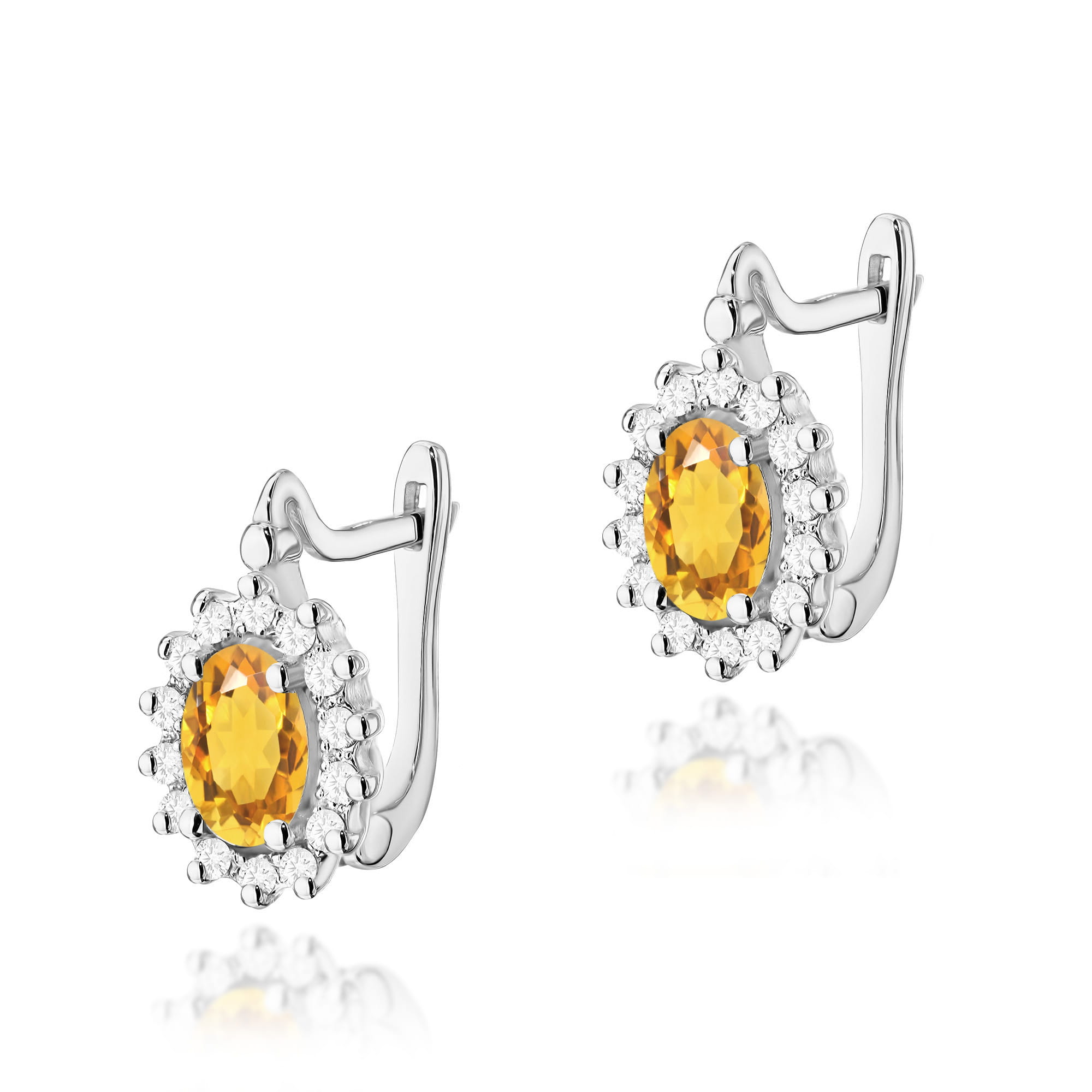 Kolczyki Cytryn 2 x 0,60ct białe złoto 1 Kolczyki K0182 Cytryn 2 x 0