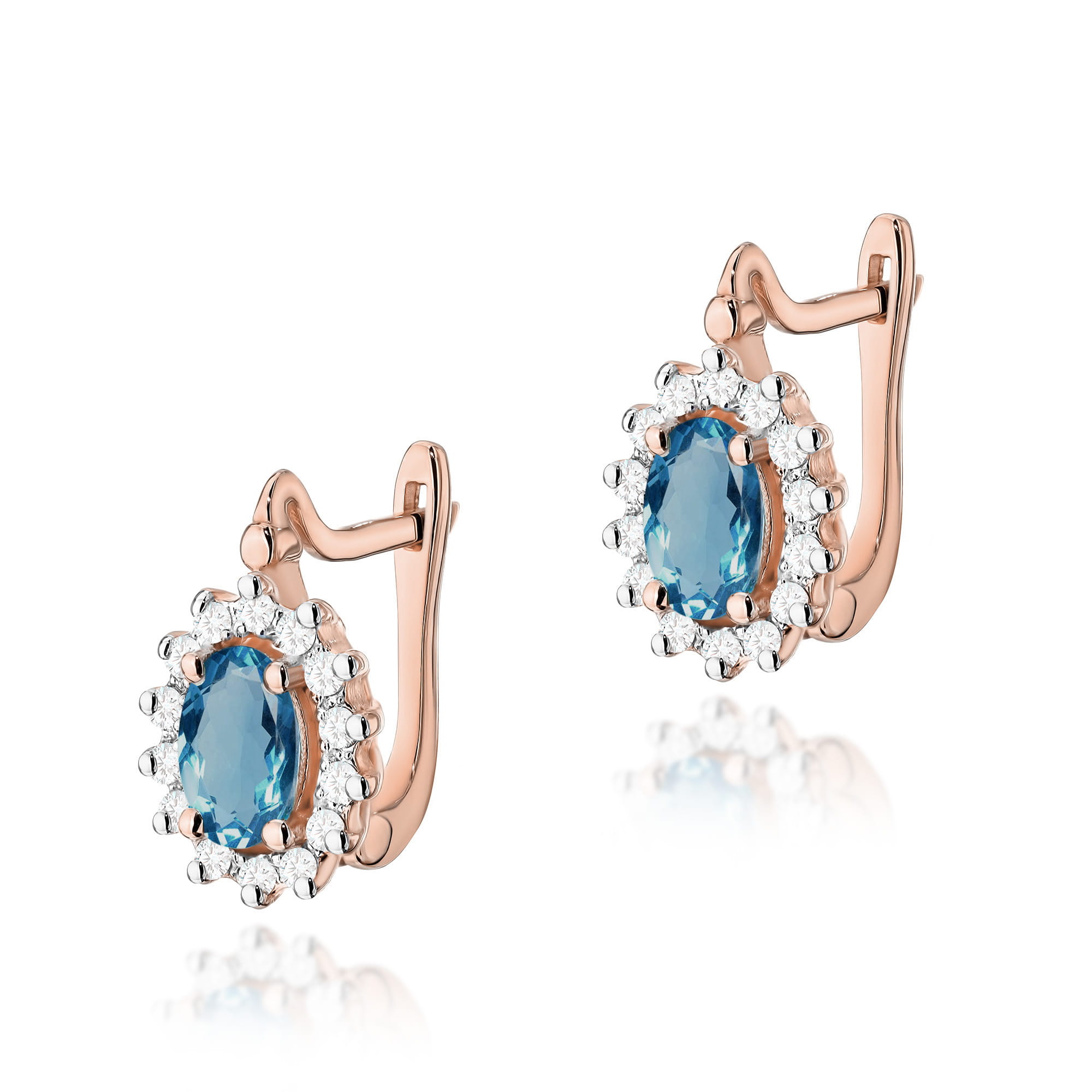 Kolczyki Topaz London Blue 2 x 0,50ct różowe złoto 1 Kolczyki K0182 Topaz London Blue 2 x 0