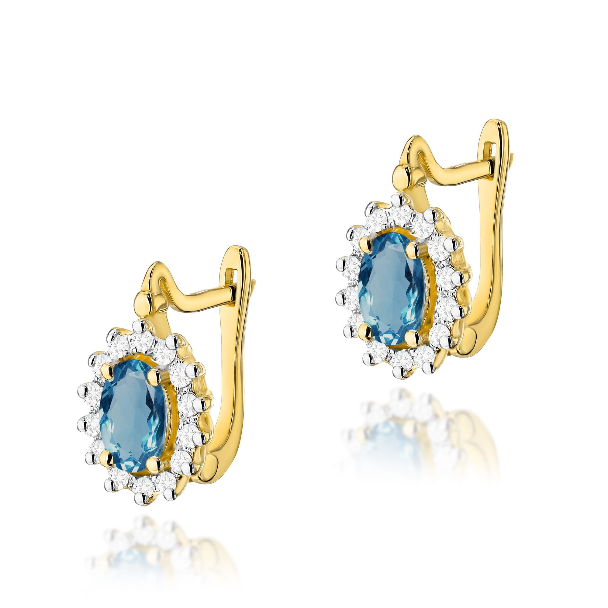 Kolczyki Topaz London Blue 2 x 0,50ct żółte złoto 1 Kolczyki K0182 Topaz London Blue 2 x 0