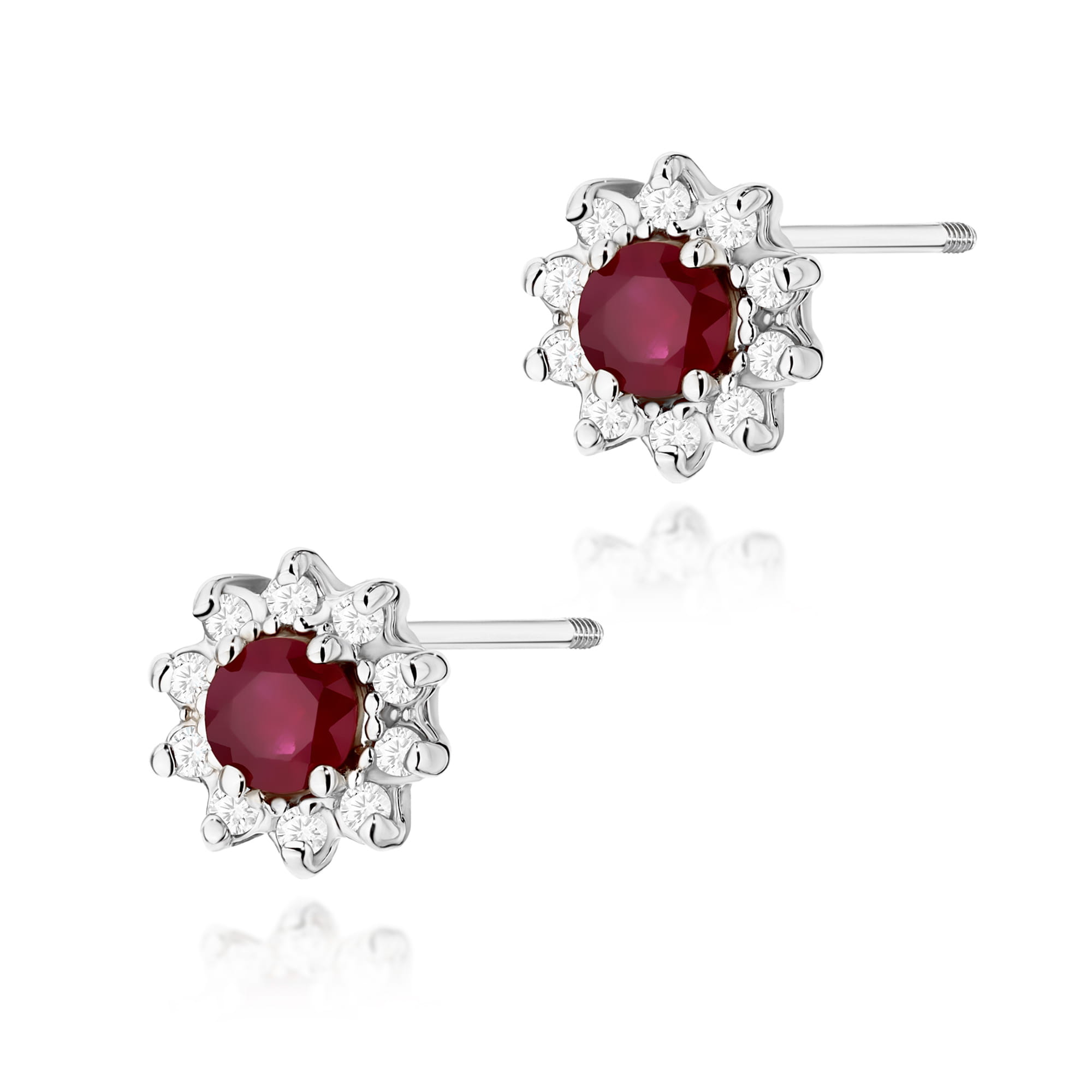 Kolczyki Rubin 2 x 0,15ct białe złoto sztyft zakręcany 1 Kolczyki K0185 Rubin 2 x 0