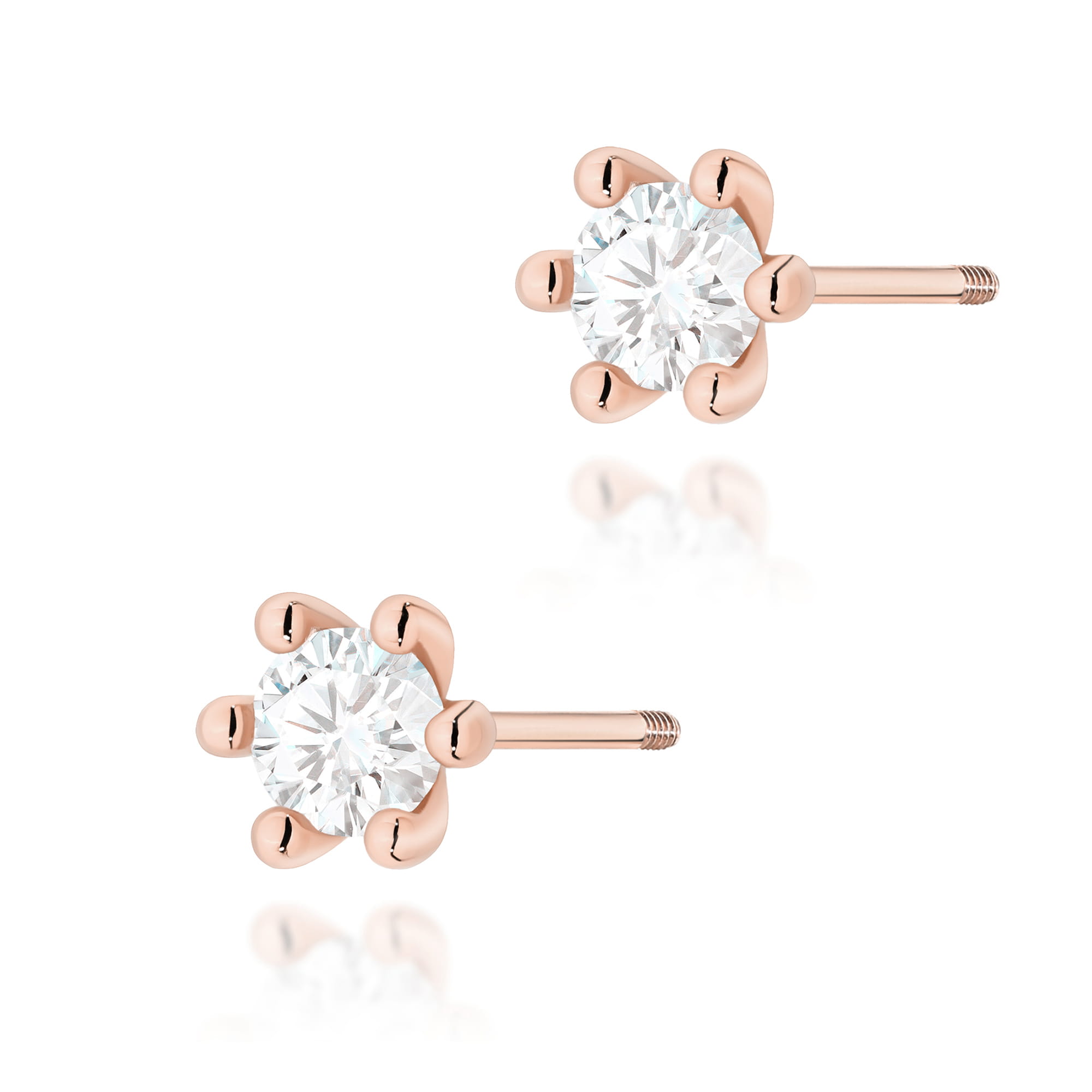 Kolczyki Diament 2 x 0,30ct różowe złoto sztyft zakręcany 1 Kolczyki K0222 Diament 2 x 0