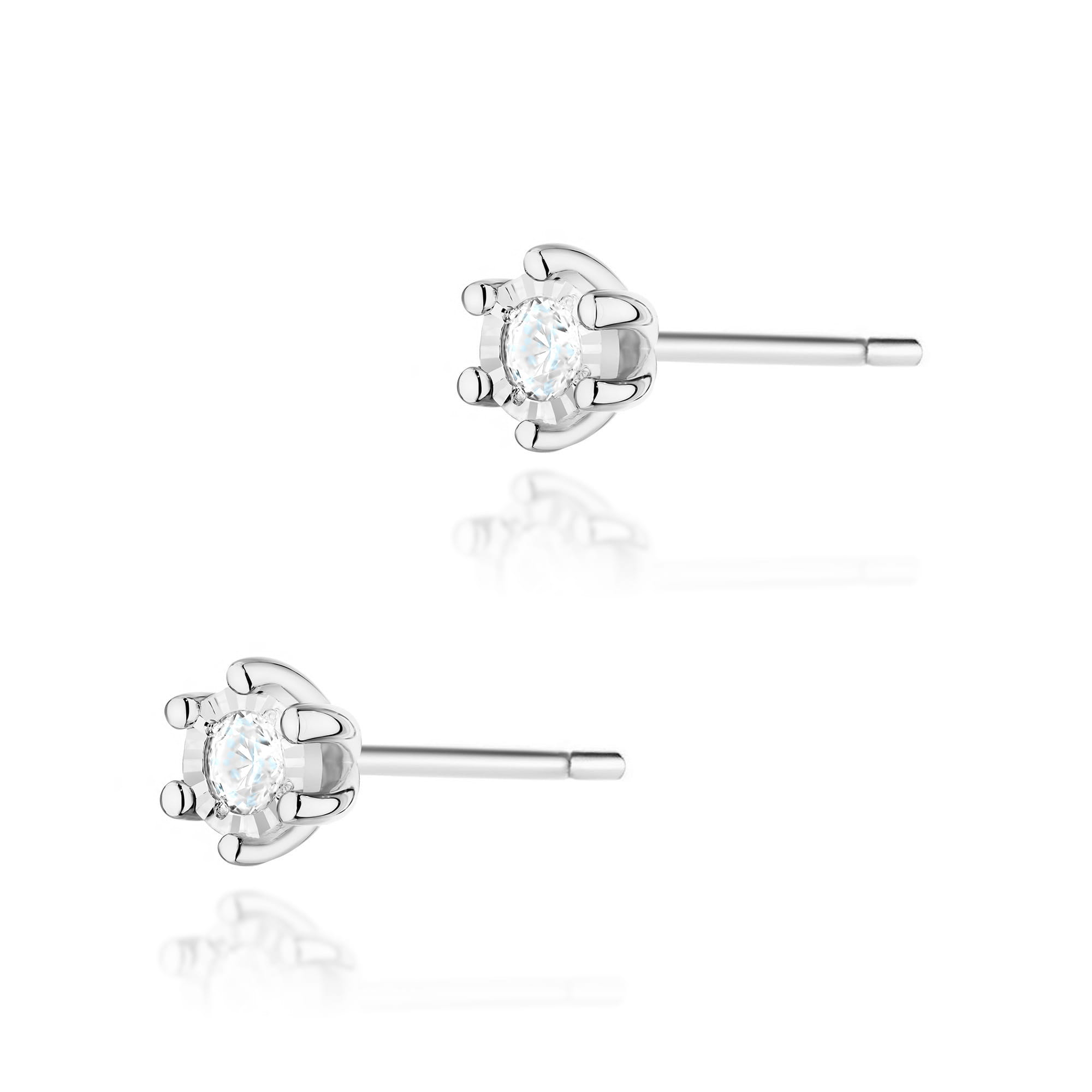 Kolczyki K0222BT Diament 2 x 0,08ct białe złoto 1 Kolczyki K0222BT Diament 2 x 0