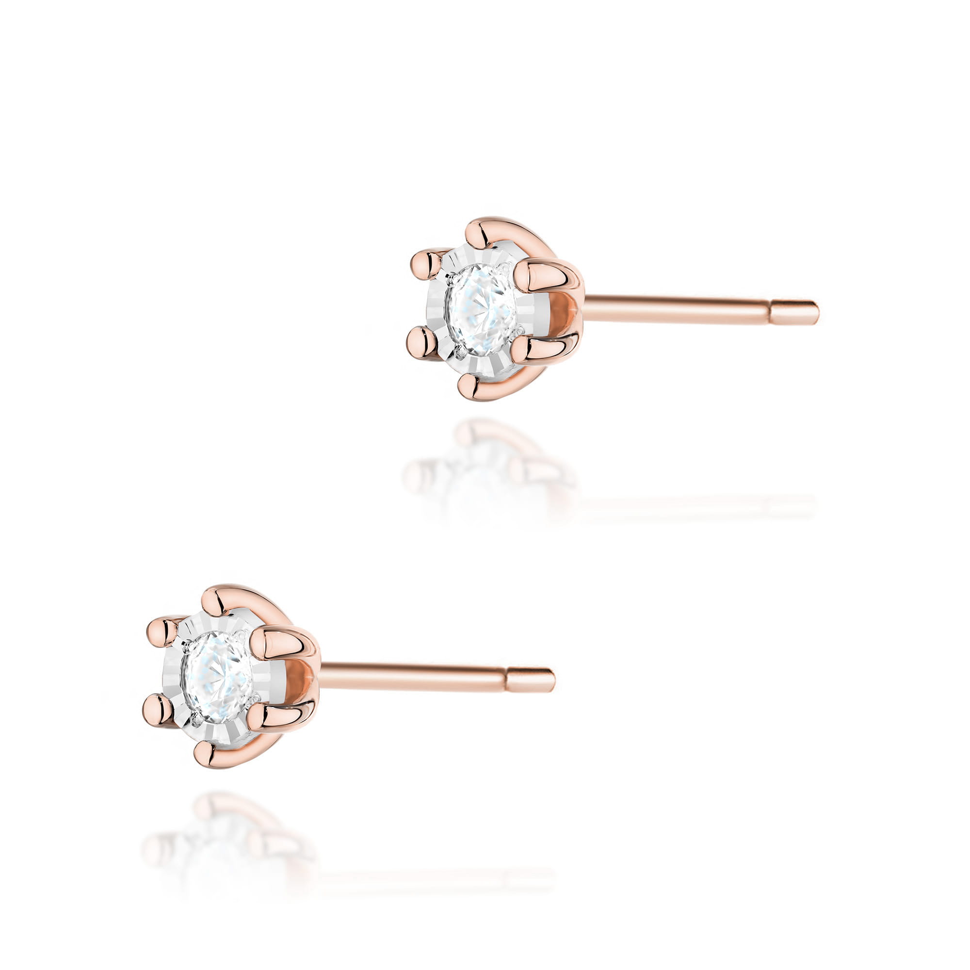 Kolczyki K0222BT Diament 2 x 0,08ct różowe złoto 1 Kolczyki K0222BT Diament 2 x 0