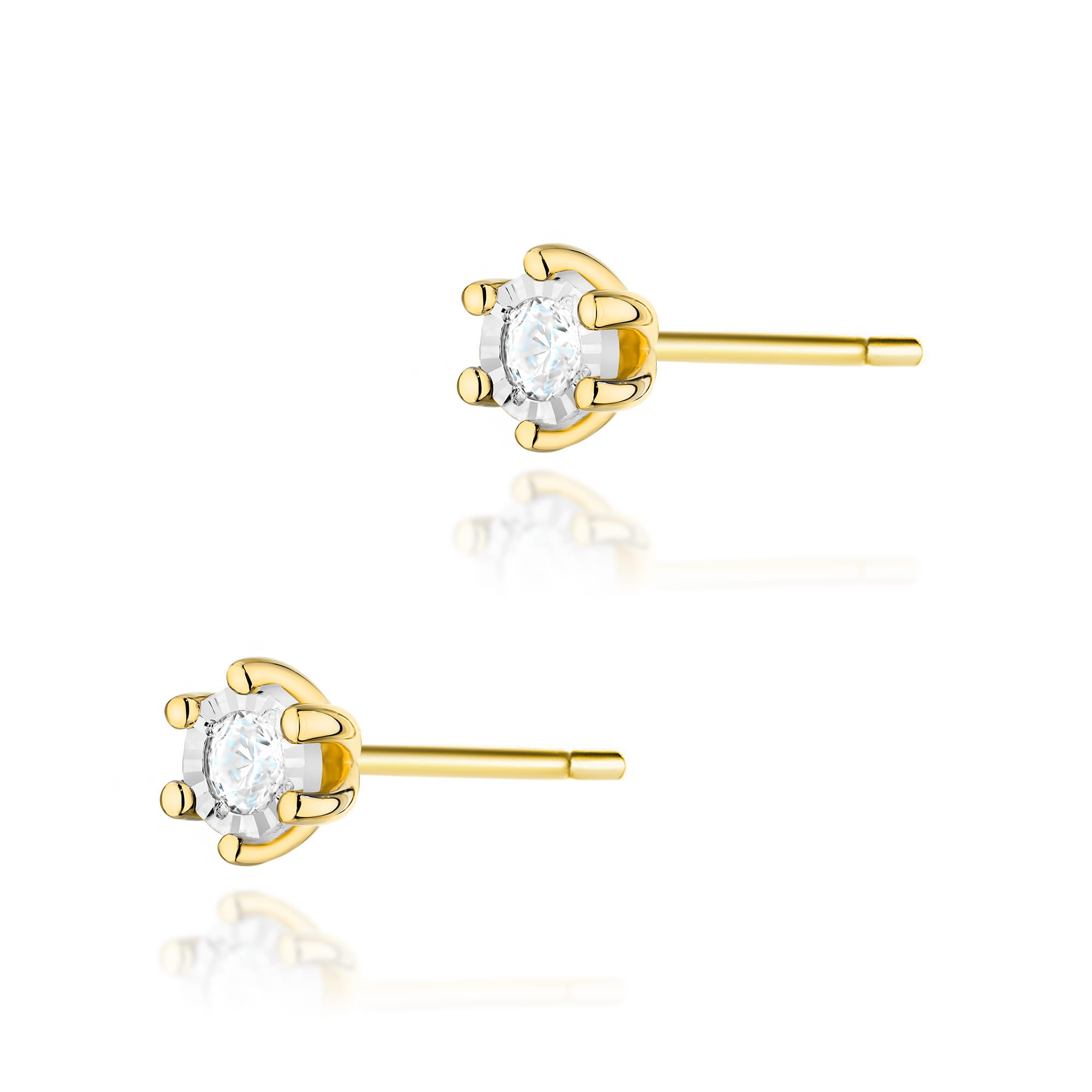 Kolczyki K0222BT Diament 2 x 0,08ct żółte złoto 1 Kolczyki K0222BT Diament 2 x 0