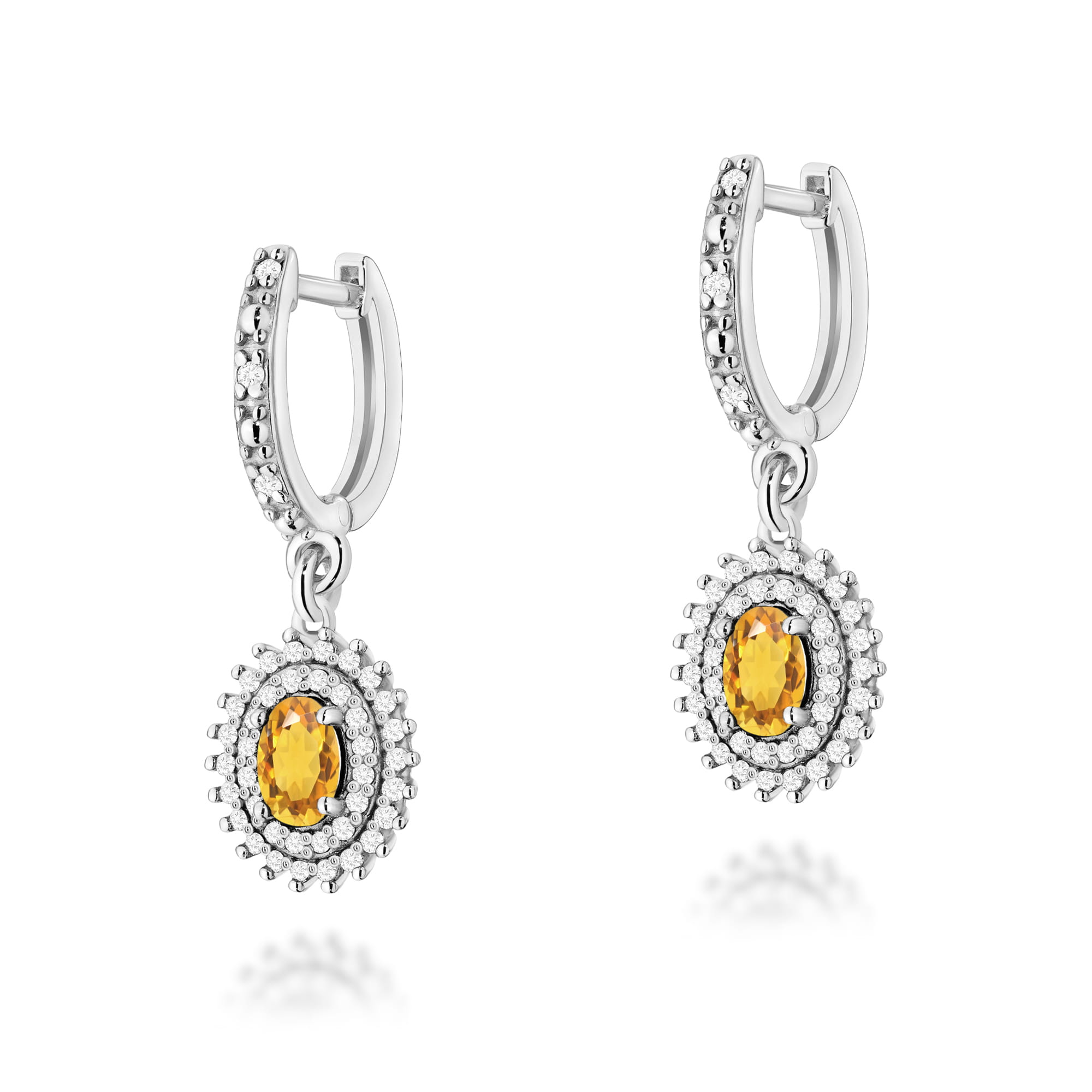Kolczyki Cytryn 2 x 0,60ct białe złoto 1 Kolczyki K0303 Cytryn 2 x 0