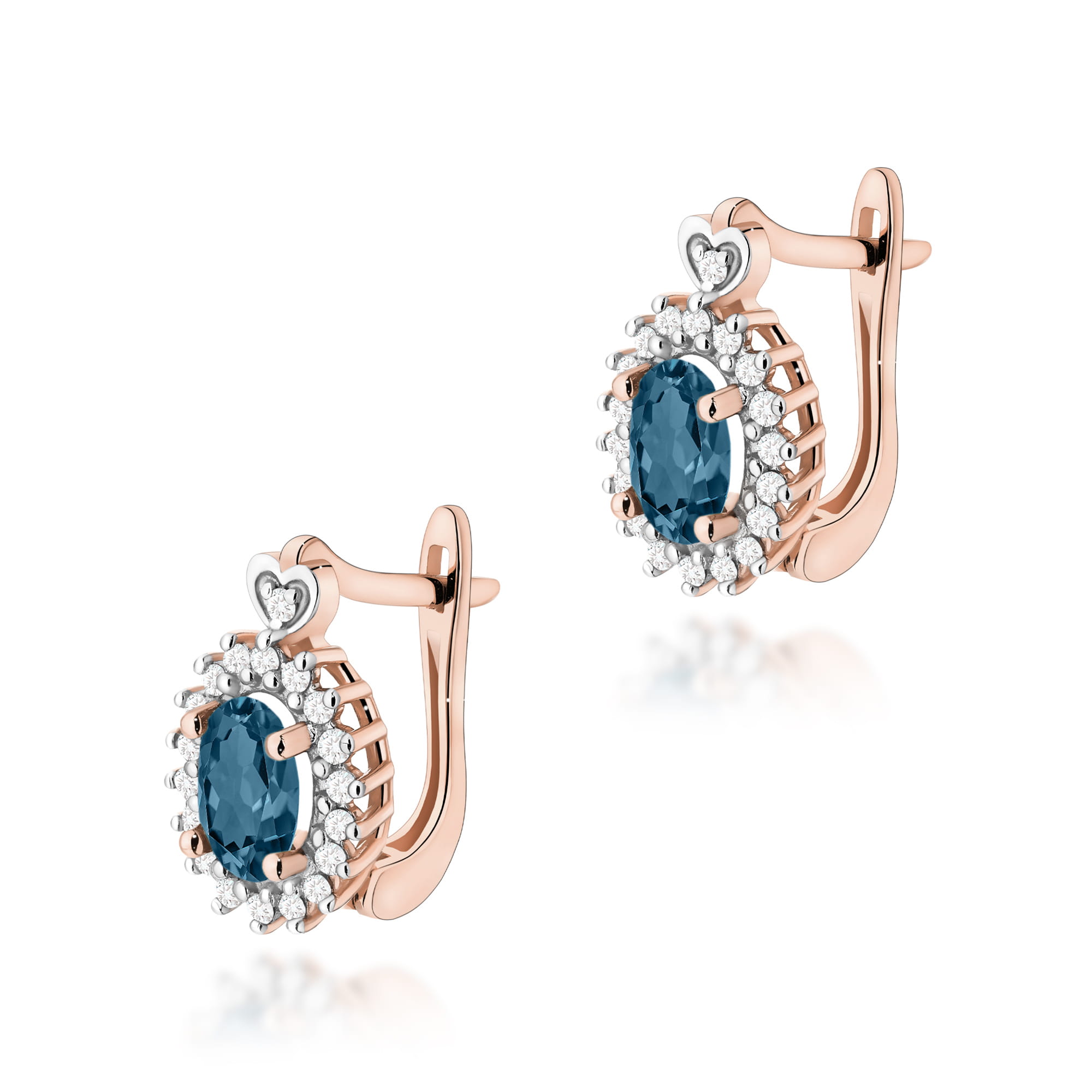 Kolczyki Topaz London Blue 2 x 0,50ct różowe złoto 1 Kolczyki K0312 Topaz London Blue 2 x 0