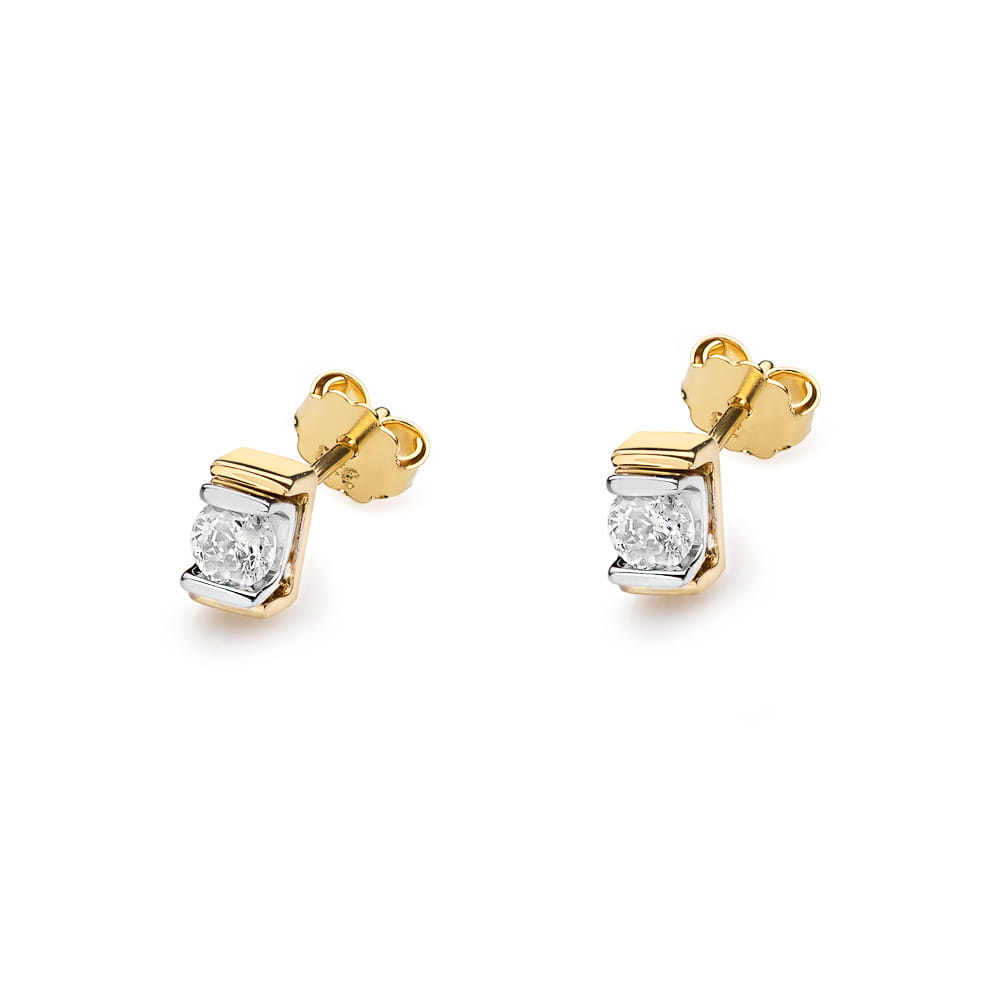 Kolczyki Diament 2 x 0,10ct żółte złoto 2 10ct żółte złoto Jubiler Kraków BigDIAMOND