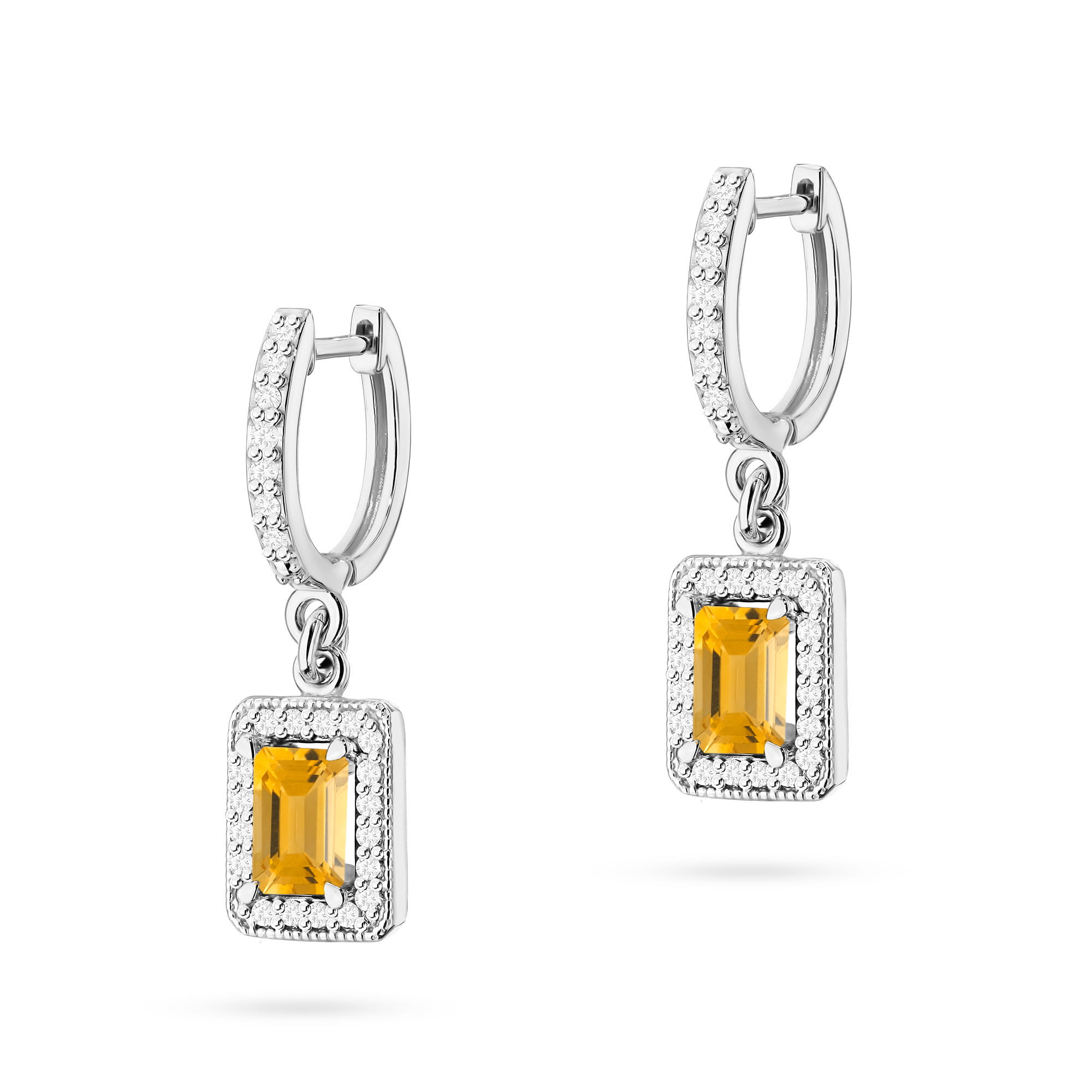 Kolczyki Cytryn 2 x 0,60ct białe złoto 1 Kolczyki K0422 Cytryn 2 x 0
