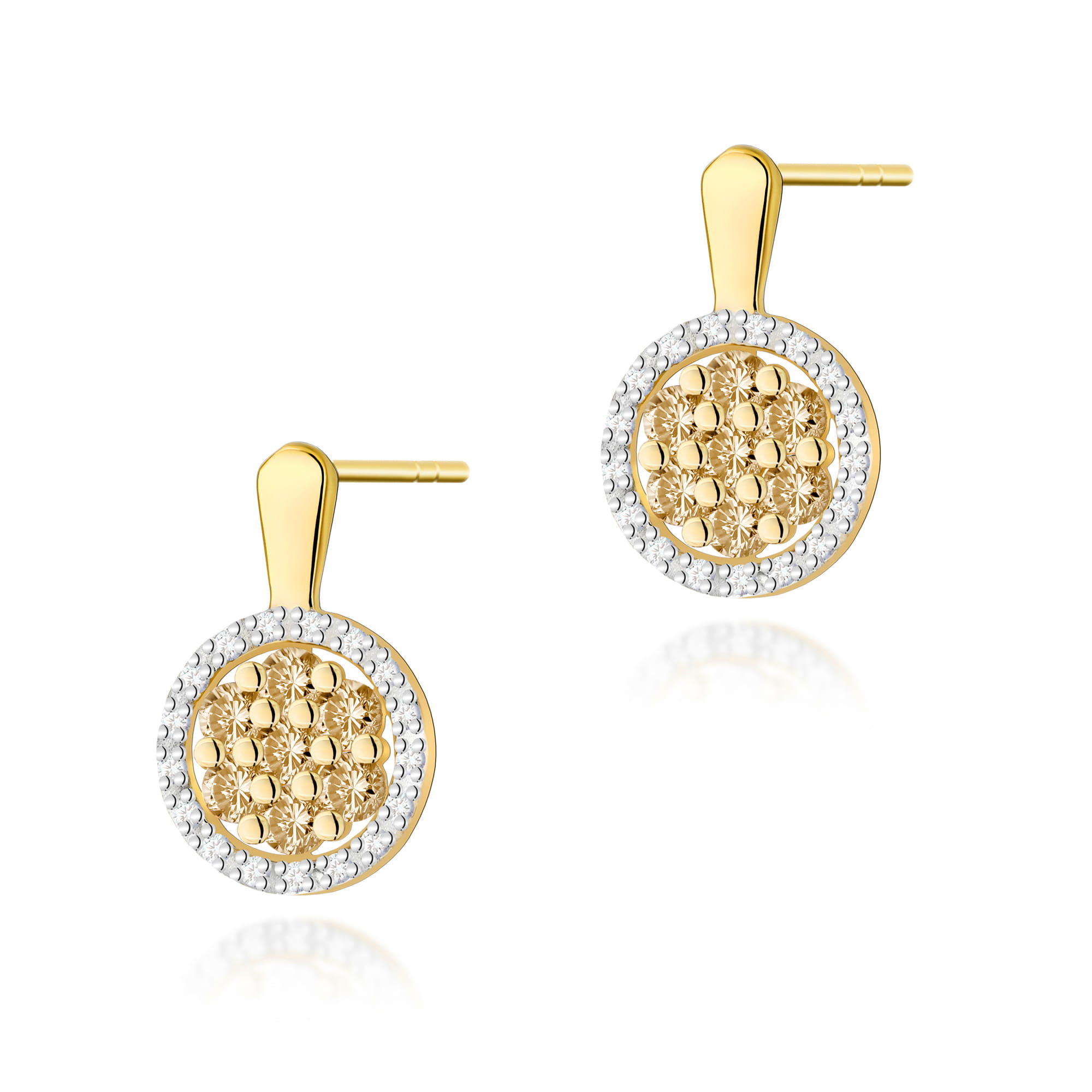 Kolczyki z diamentami żółte złoto 1 Kolczyki K0440 z diamentami żółte złoto Jubiler Kraków BigDIAMOND