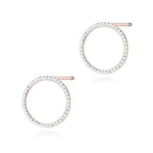 Kolczyki K0442 z diamentami różowe złoto sztyft zakręcany Jubiler Kraków BigDIAMOND
