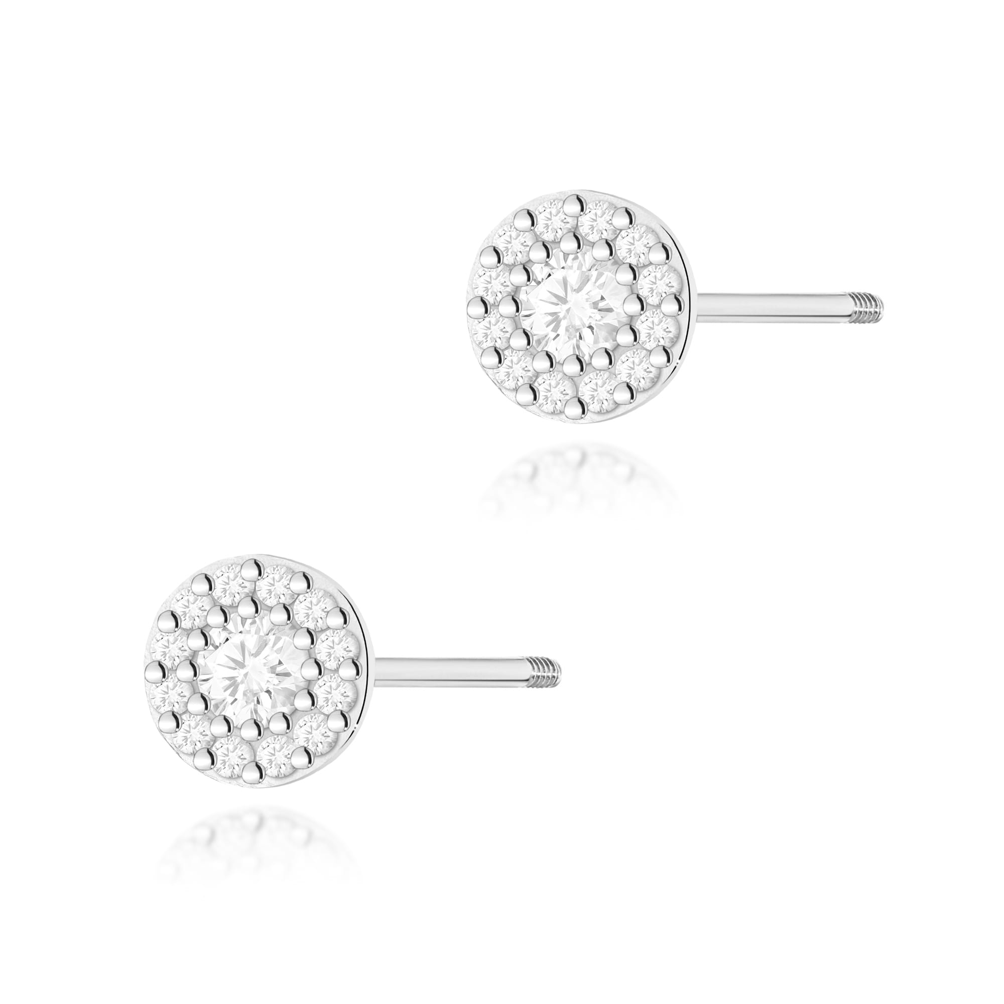 Kolczyki z diamentami białe złoto sztyft zakręcany 1 Kolczyki K0443 z diamentami białe złoto sztyft zakręcany Jubiler Kraków BigDIAMOND