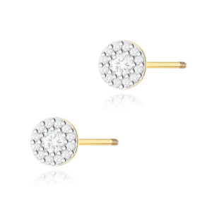 Kolczyki K0443 z diamentami żółte złoto sztyft zakręcany Jubiler Kraków BigDIAMOND