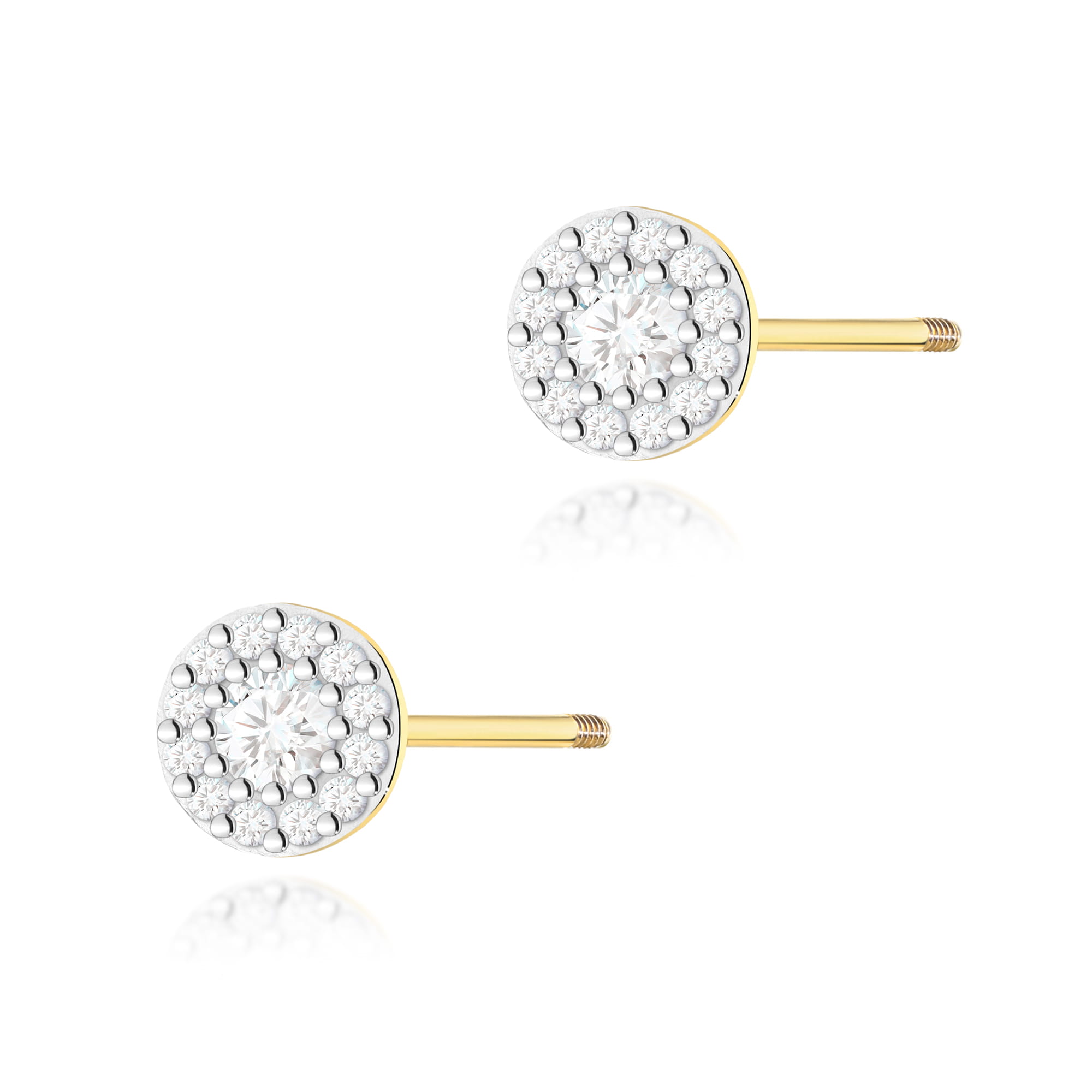 Kolczyki z diamentami żółte złoto sztyft zakręcany 1 Kolczyki K0443 z diamentami żółte złoto sztyft zakręcany Jubiler Kraków BigDIAMOND