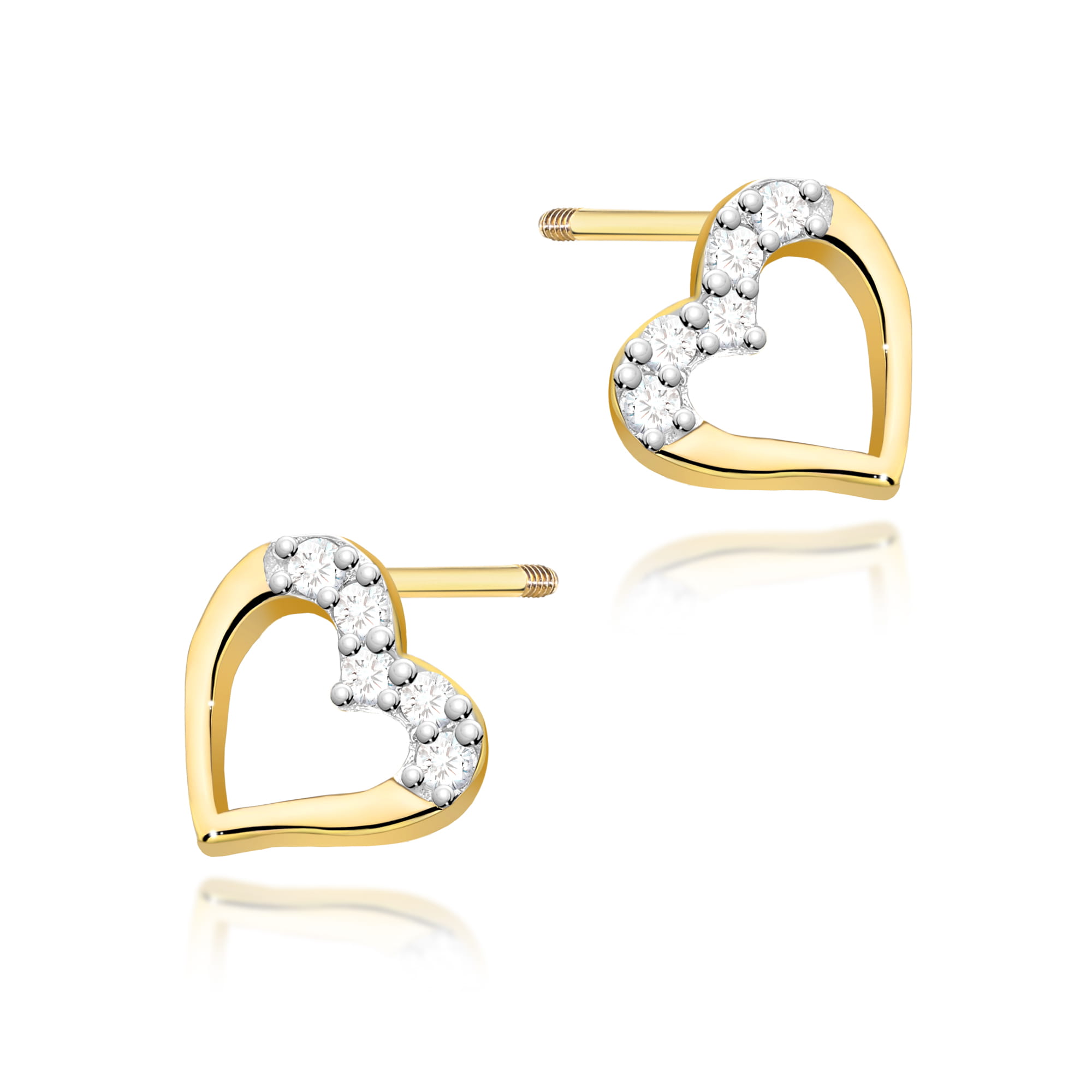 Kolczyki z diamentami żółte złoto sztyft zakręcany 1 Kolczyki K0503 z diamentami żółte złoto sztyft zakręcany Jubiler Kraków BigDIAMOND
