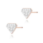 Kolczyki K0504 z diamentami różowe złoto sztyft zakręcany Jubiler Kraków BigDIAMOND