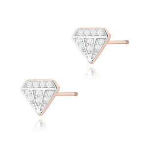 Kolczyki K0504 z diamentami różowe złoto sztyft zakręcany Jubiler Kraków BigDIAMOND