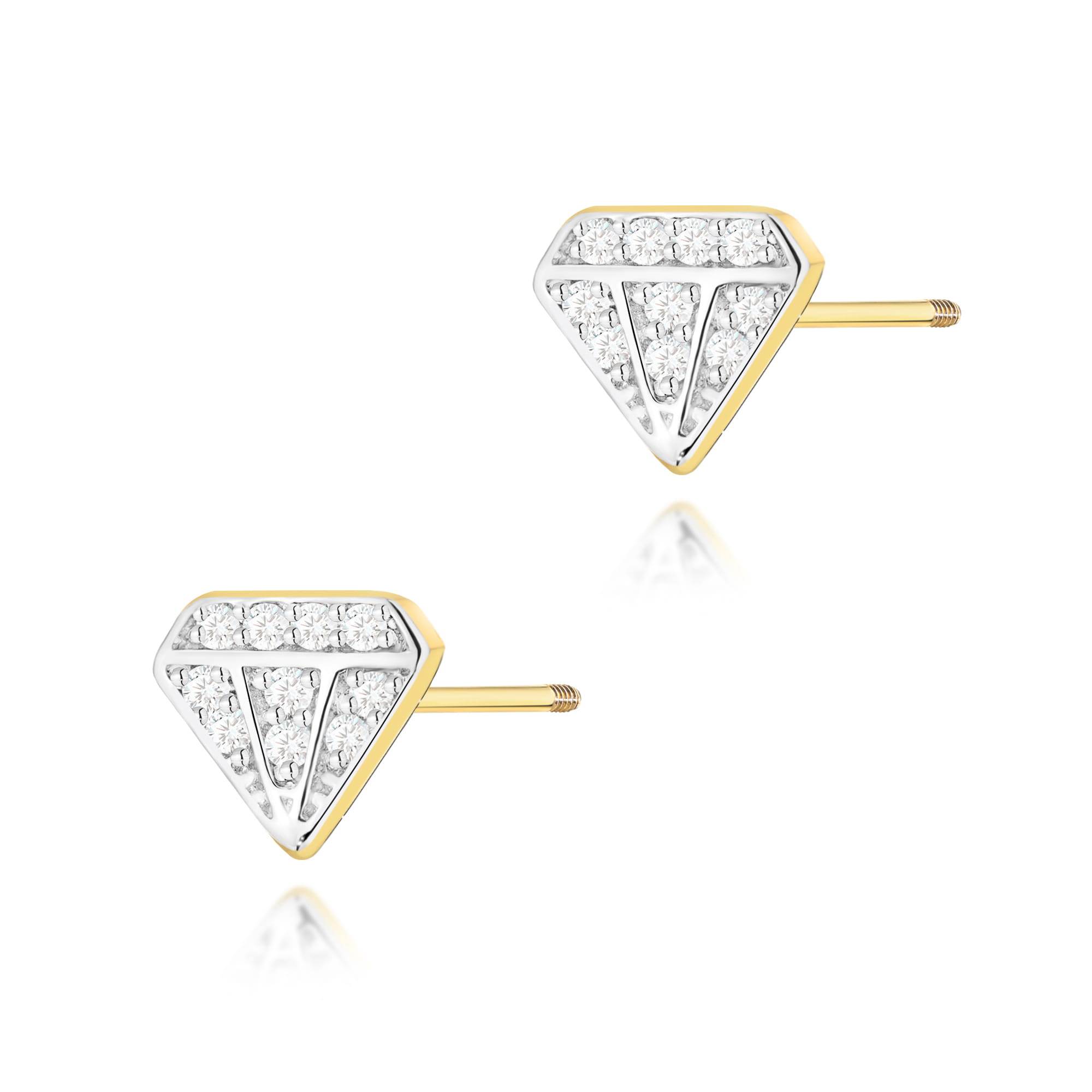 Kolczyki z diamentami żółte złoto sztyft zakręcany 1 Kolczyki K0504 z diamentami żółte złoto sztyft zakręcany Jubiler Kraków BigDIAMOND