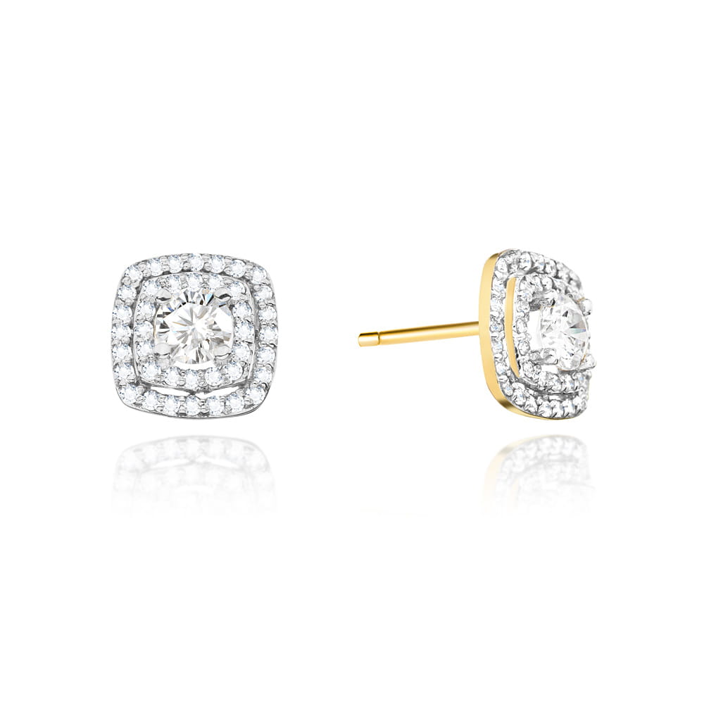 Kolczyki z diamentami żółte złoto 1 Kolczyki K0506 z diamentami żółte złoto Jubiler Kraków BigDIAMOND