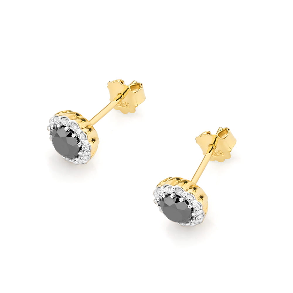 Kolczyki Czarny Diament 2 x 0,50ct żółte złoto 2 50ct żółte złoto Jubiler Kraków BigDIAMOND