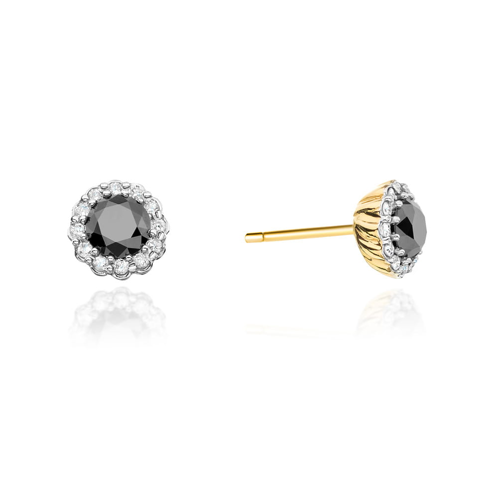 Kolczyki Czarny Diament 2 x 0,50ct żółte złoto 1 Kolczyki K0510 Czarny Diament 2 x 0