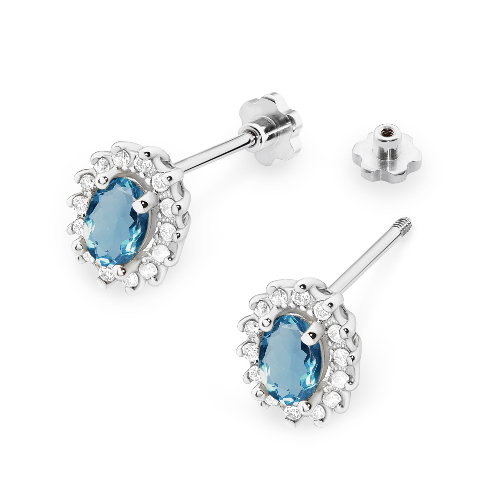 Kolczyki Topaz London Blue 2 x 0,50ct białe złoto sztyft zakręcany 2 50ct białe złoto sztyft zakręcany Jubiler Kraków BigDIAMOND