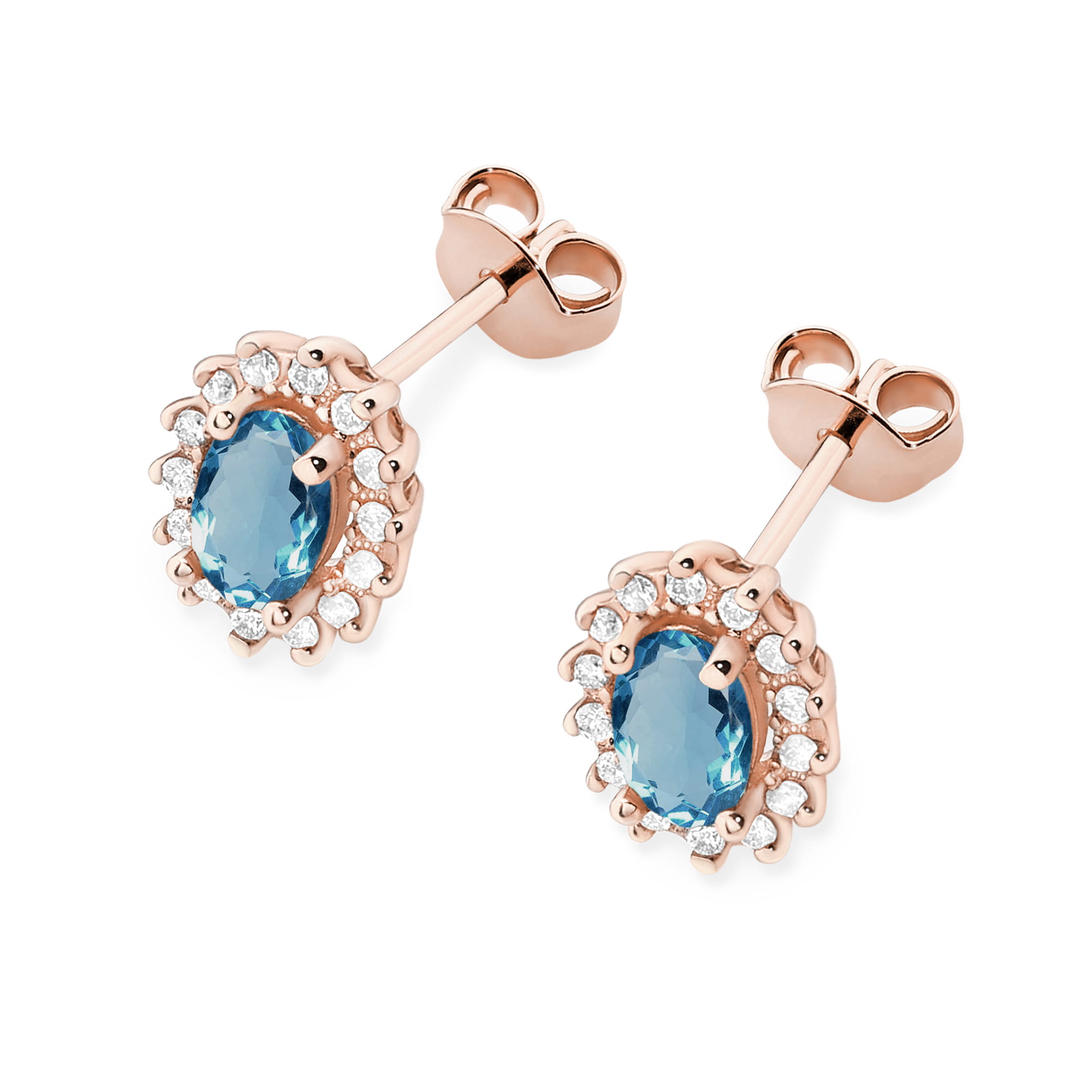 Kolczyki Topaz London Blue 2 x 0,50ct różowe złoto 2 50ct różowe złoto Jubiler Kraków BigDIAMOND