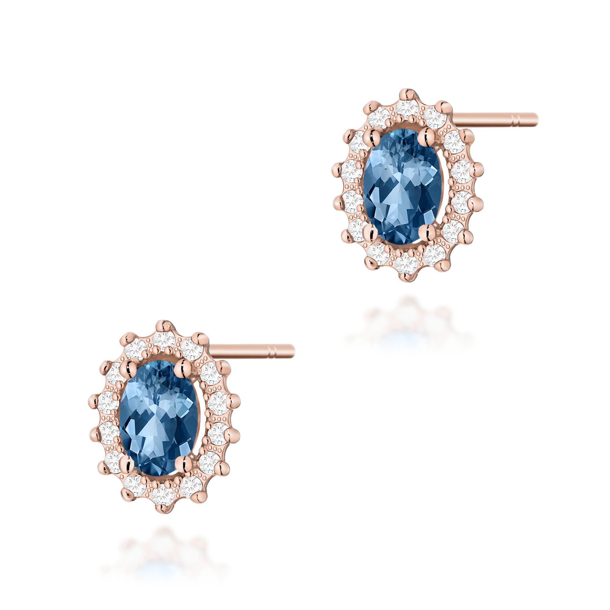 Kolczyki Topaz London Blue 2 x 0,50ct różowe złoto 1 Kolczyki K0514 Topaz London Blue 2 x 0
