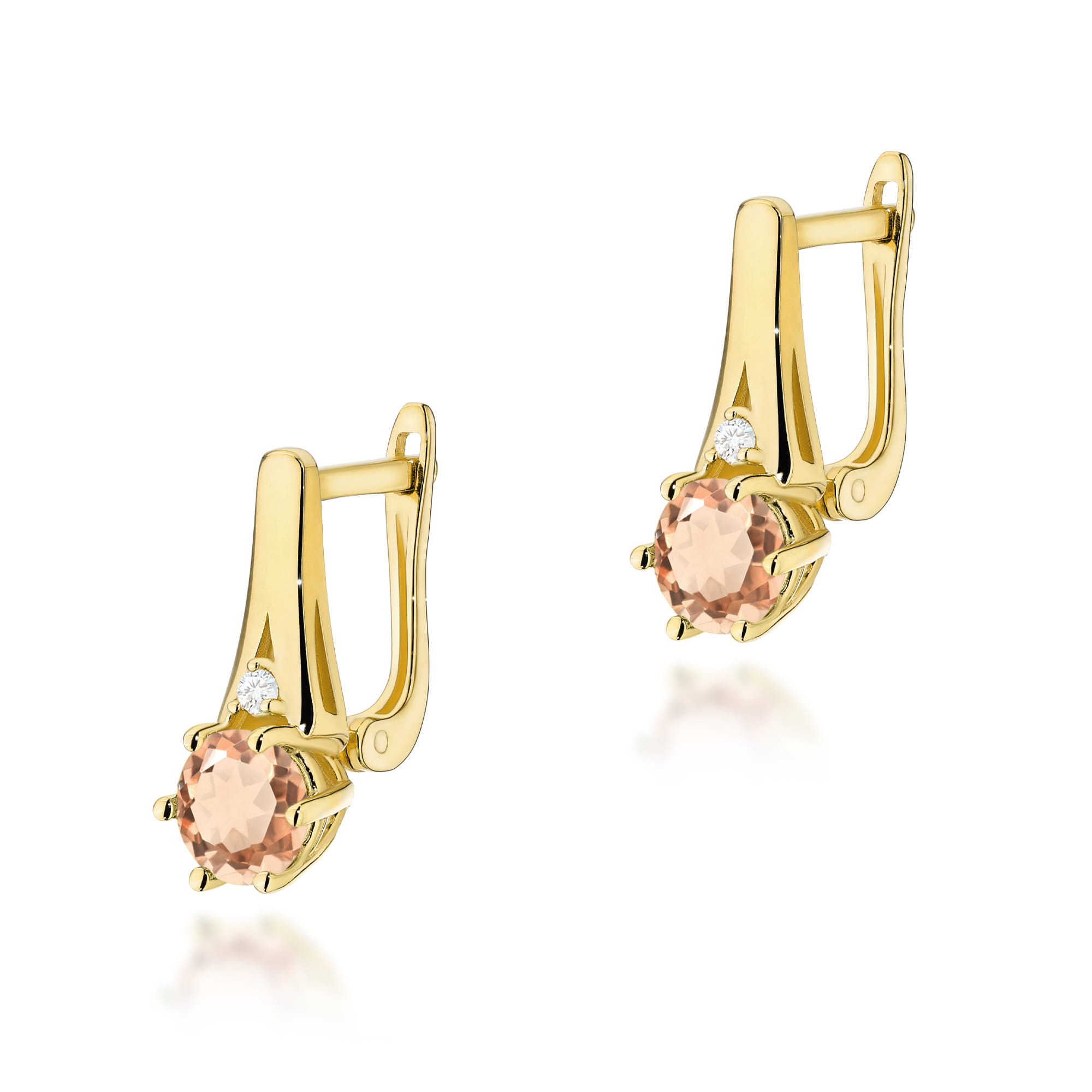 Kolczyki Morganit 2 x 0,40ct żółte złoto 1 Kolczyki K0572 Morganit 2 x 0