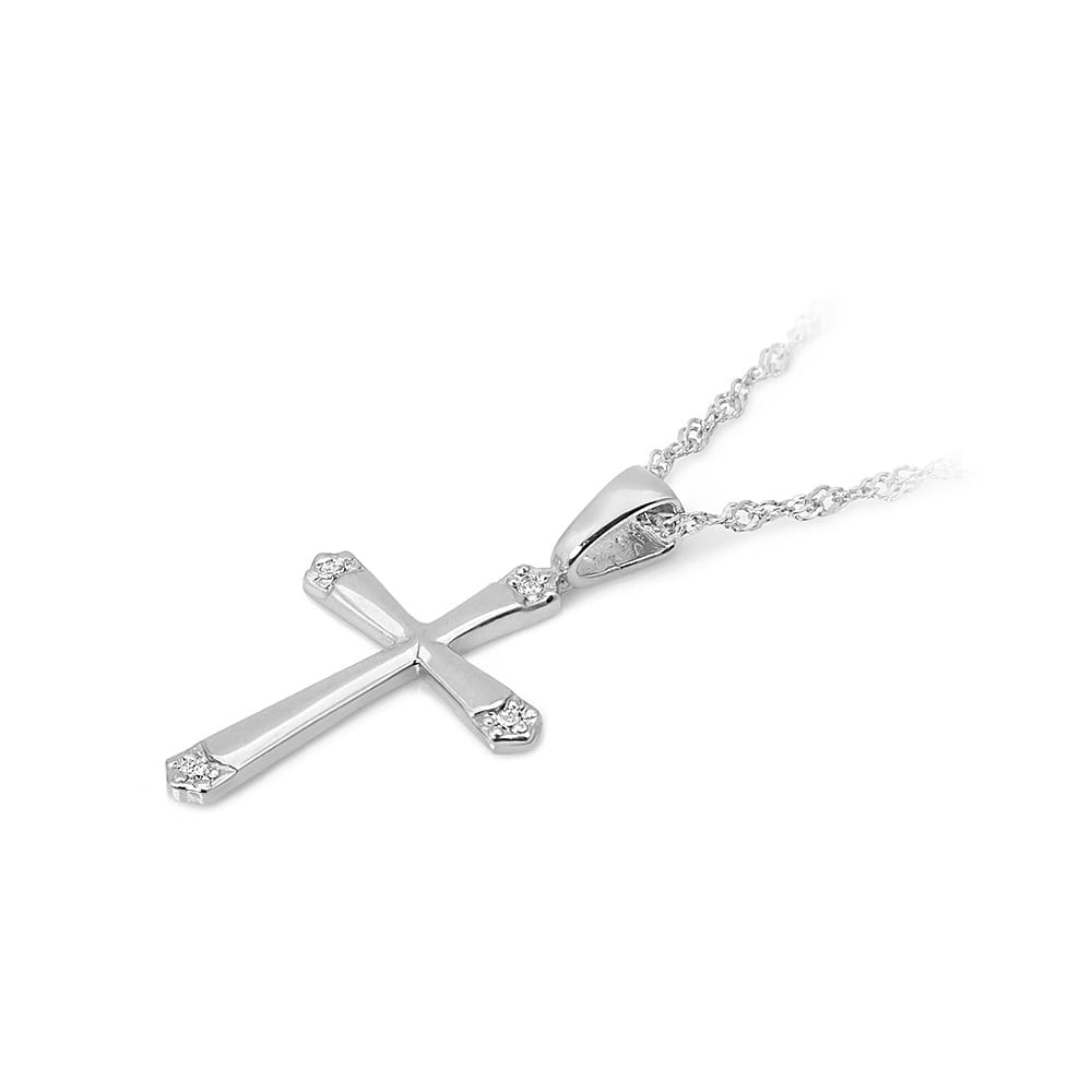 Krzyż z diamentami białe złoto 2 Krzyż z diamentami białe złoto - obrazek 2