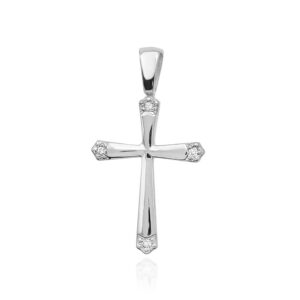 Krzyż K001 z diamentami białe złoto Jubiler Kraków BigDIAMOND