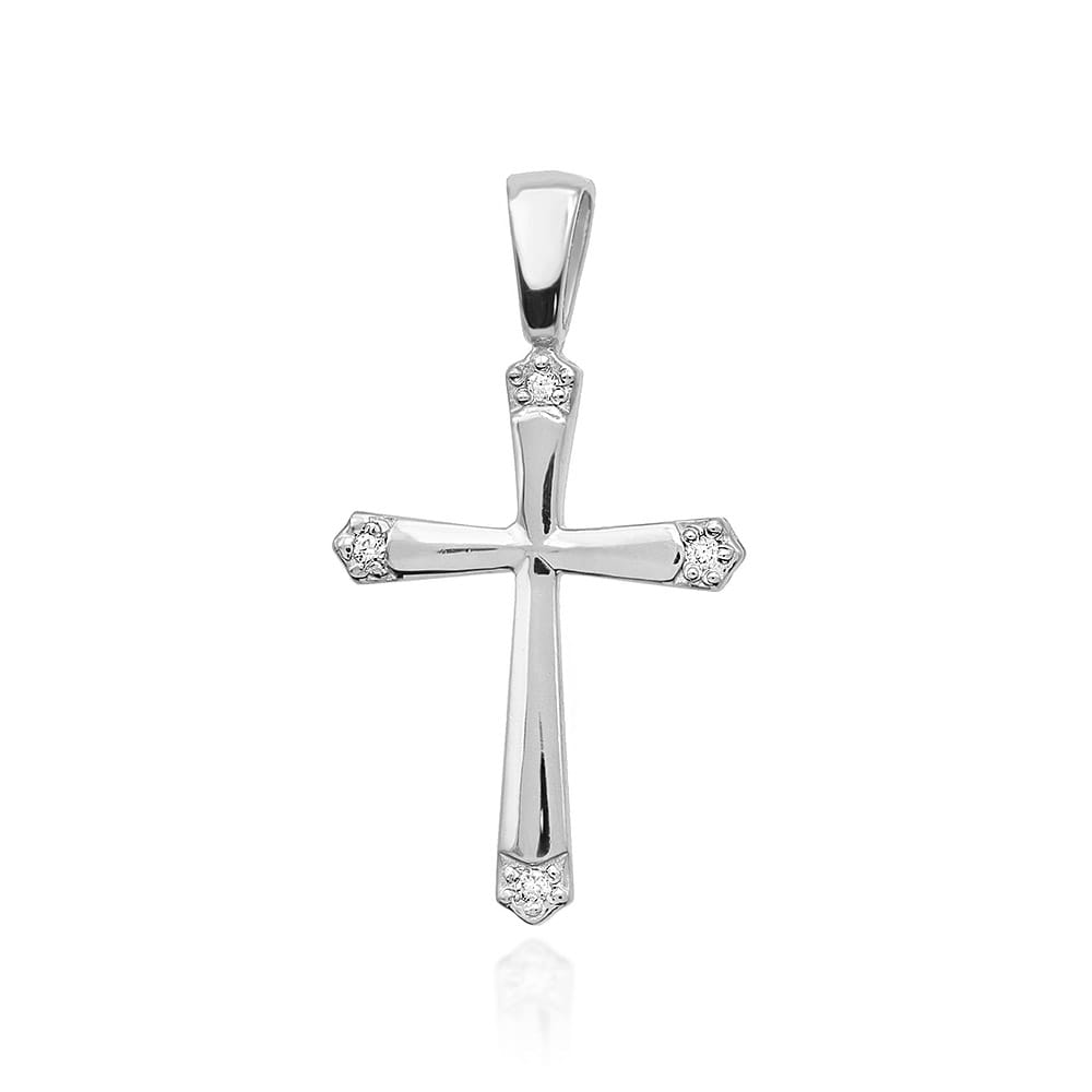 Krzyż z diamentami białe złoto 1 Krzyż K001 z diamentami białe złoto Jubiler Kraków BigDIAMOND