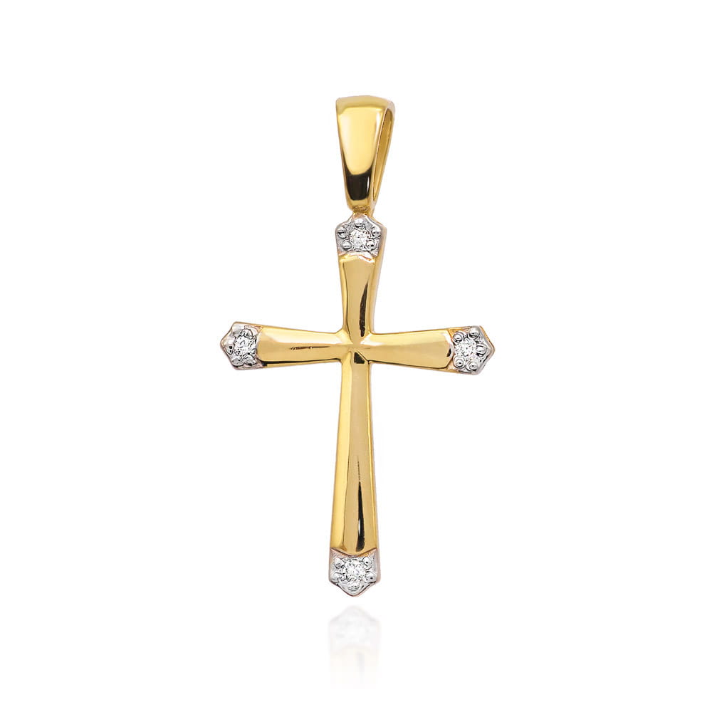 Krzyż z diamentami żółte złoto 1 Krzyż K001 z diamentami żółte złoto Jubiler Kraków BigDIAMOND