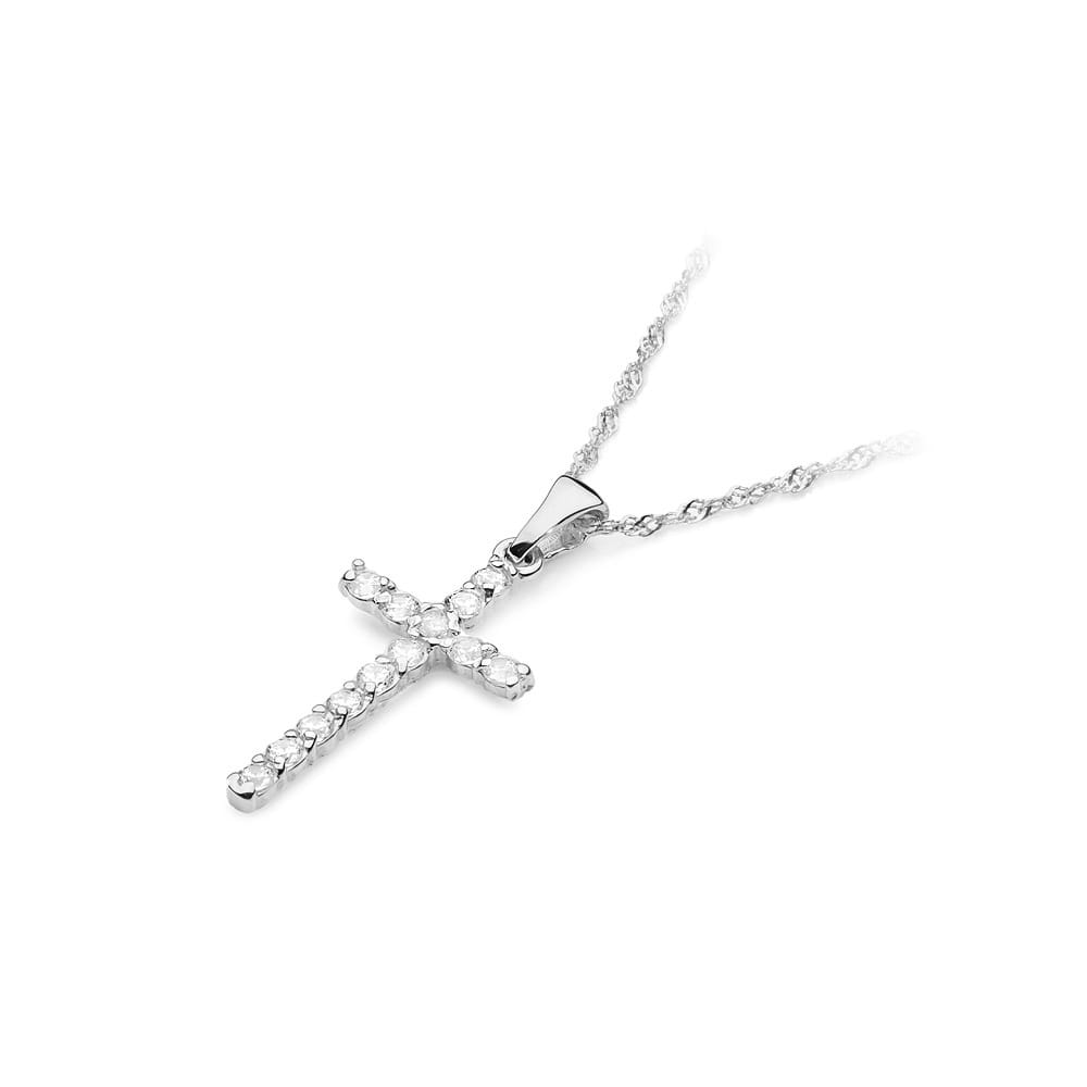 Krzyż z diamentami białe złoto 2 Krzyż z diamentami białe złoto - obrazek 2