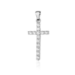 Krzyż K006 z diamentami białe złoto Jubiler Kraków BigDIAMOND