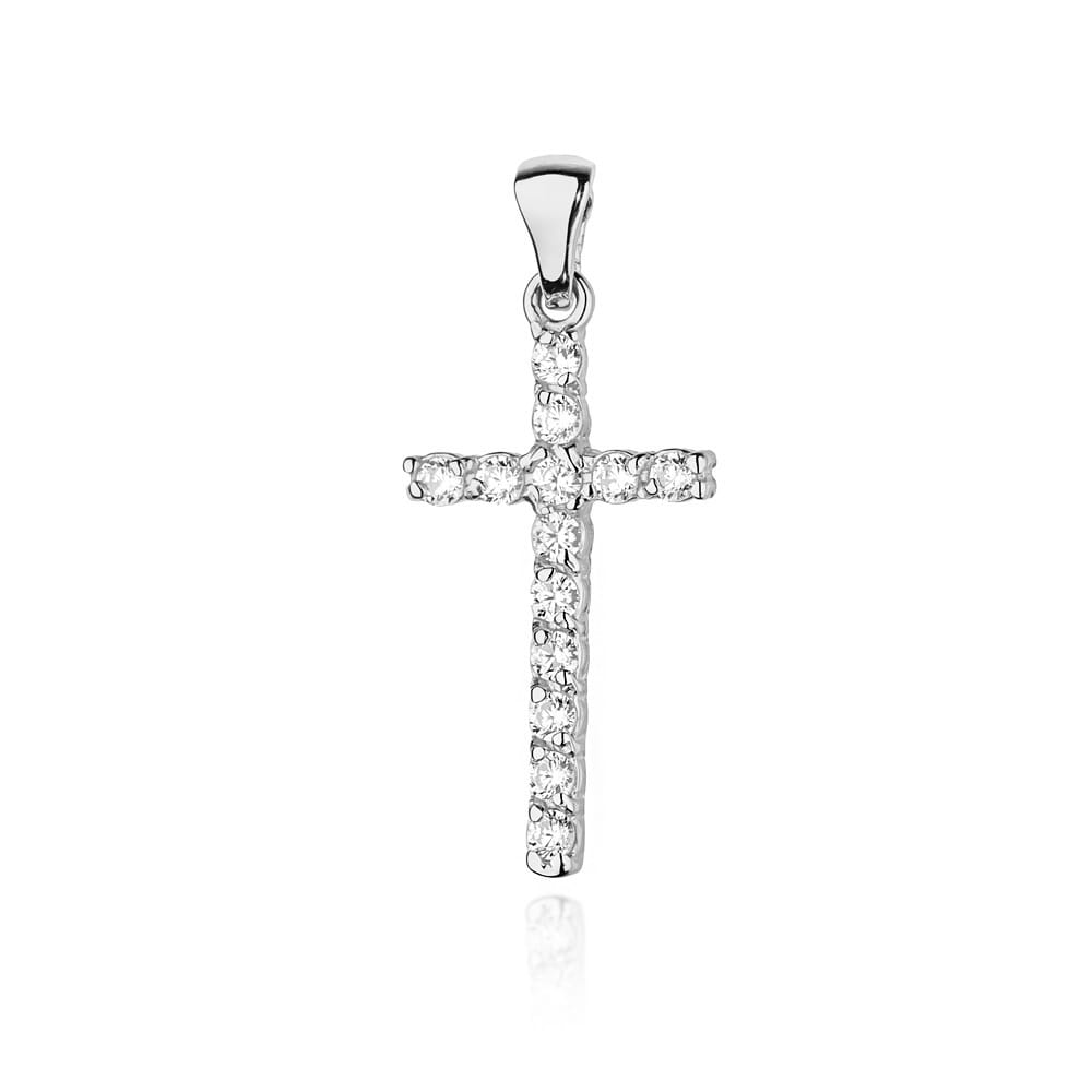 Krzyż z diamentami białe złoto 1 Krzyż K006 z diamentami białe złoto Jubiler Kraków BigDIAMOND