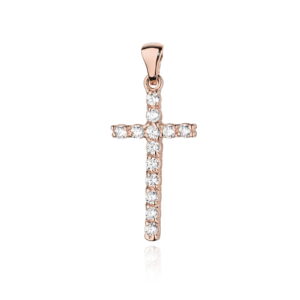 Krzyż K006 z diamentami różowe złoto Jubiler Kraków BigDIAMOND