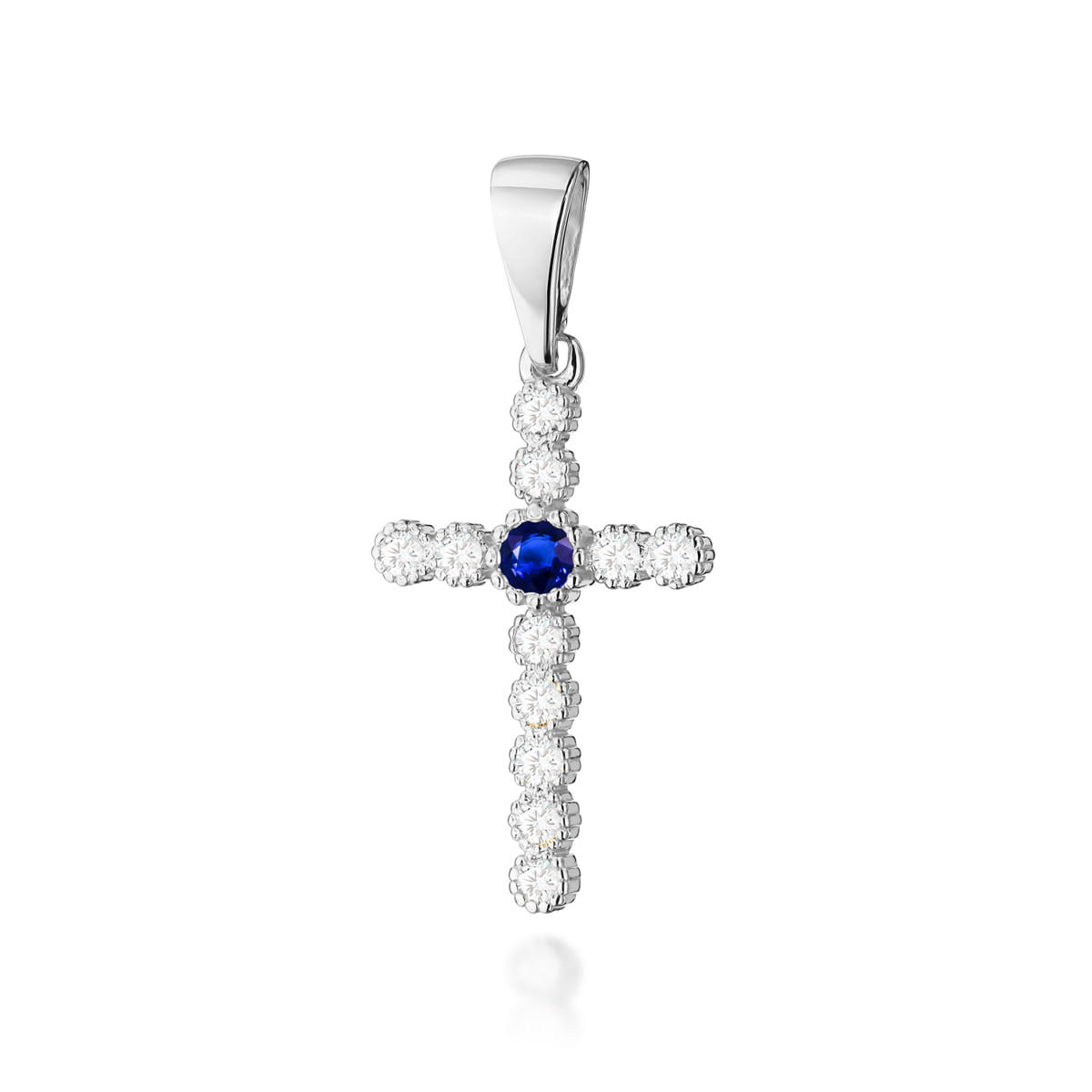 Krzyż Szafir 0,15ct białe złoto 1 Krzyż K008 Szafir 0