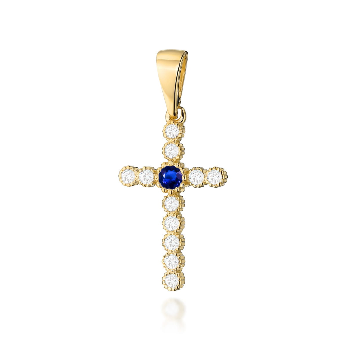 Krzyż Szafir 0,15ct żółte złoto 1 Krzyż K008 Szafir 0