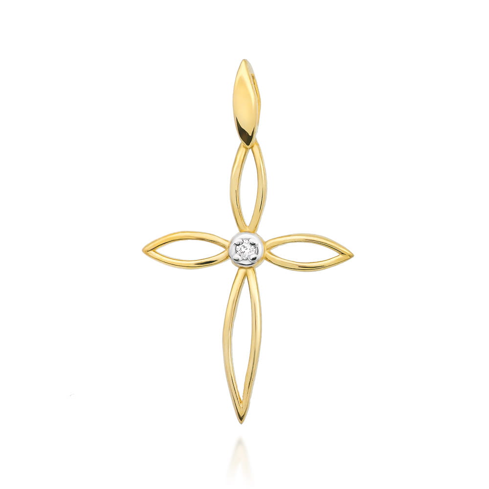 Krzyżyk Diament 0,02ct żółte złoto 1 Krzyżyk K029 Diament 0