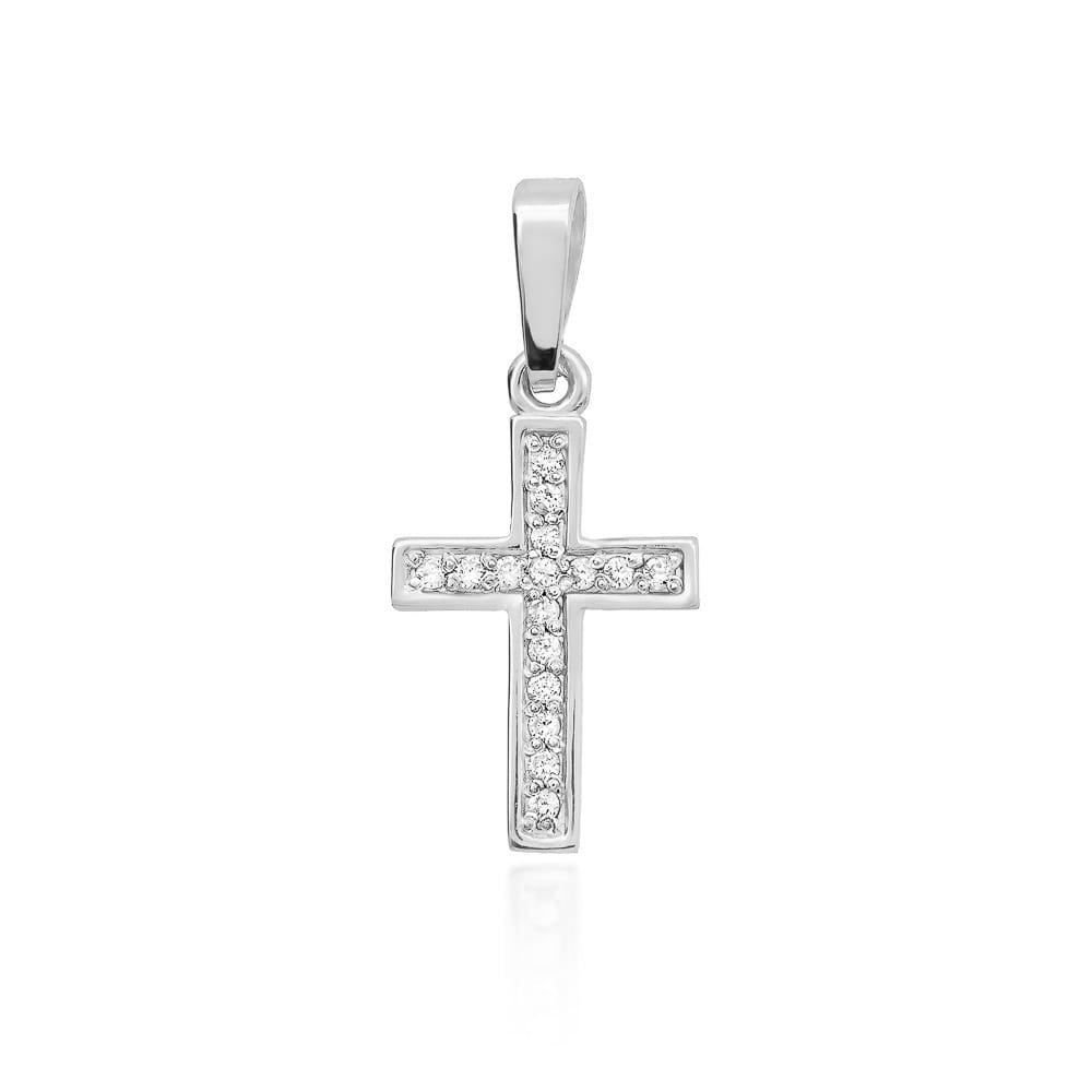 Krzyżyk z diamentami białe złoto 1 Krzyżyk K042 z diamentami białe złoto Jubiler Kraków BigDIAMOND