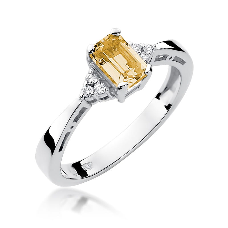 Pierścionek Cytryn 0,60ct białe złoto 1 Pierścionek W002 Cytryn 0