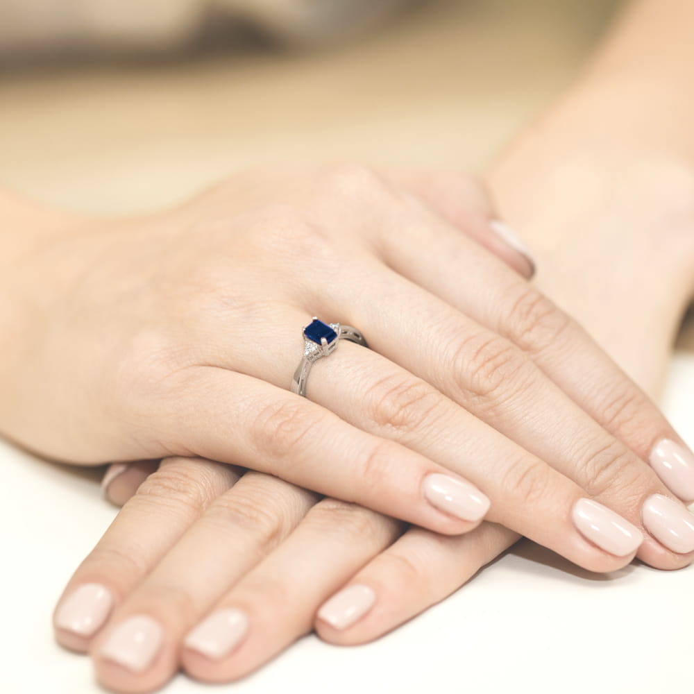 Pierścionek Szafir 0,60ct białe złoto 4 Pierścionek Szafir 0,60ct białe złoto - obrazek 4