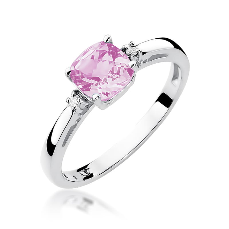 Pierścionek Różowy Topaz 1,10ct białe złoto 1 Pierścionek W003 Różowy Topaz 1