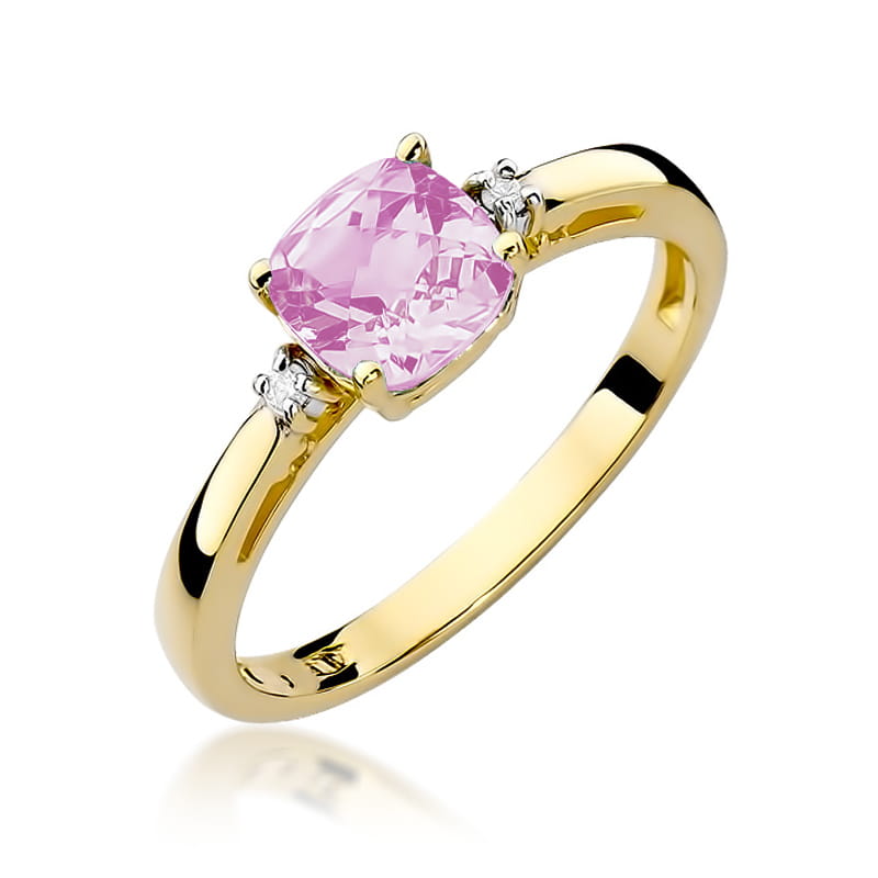 Pierścionek Różowy Topaz 1,10ct żółte złoto 1 Pierścionek W003 Różowy Topaz 1